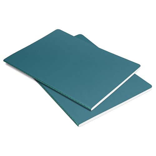 Sigel LS304 Notizhefte A5 kariert, 2er Pack, mittelblau/neon-grün, Softcover, 68 Seiten, aus nachhaltigem Papier, Linescape