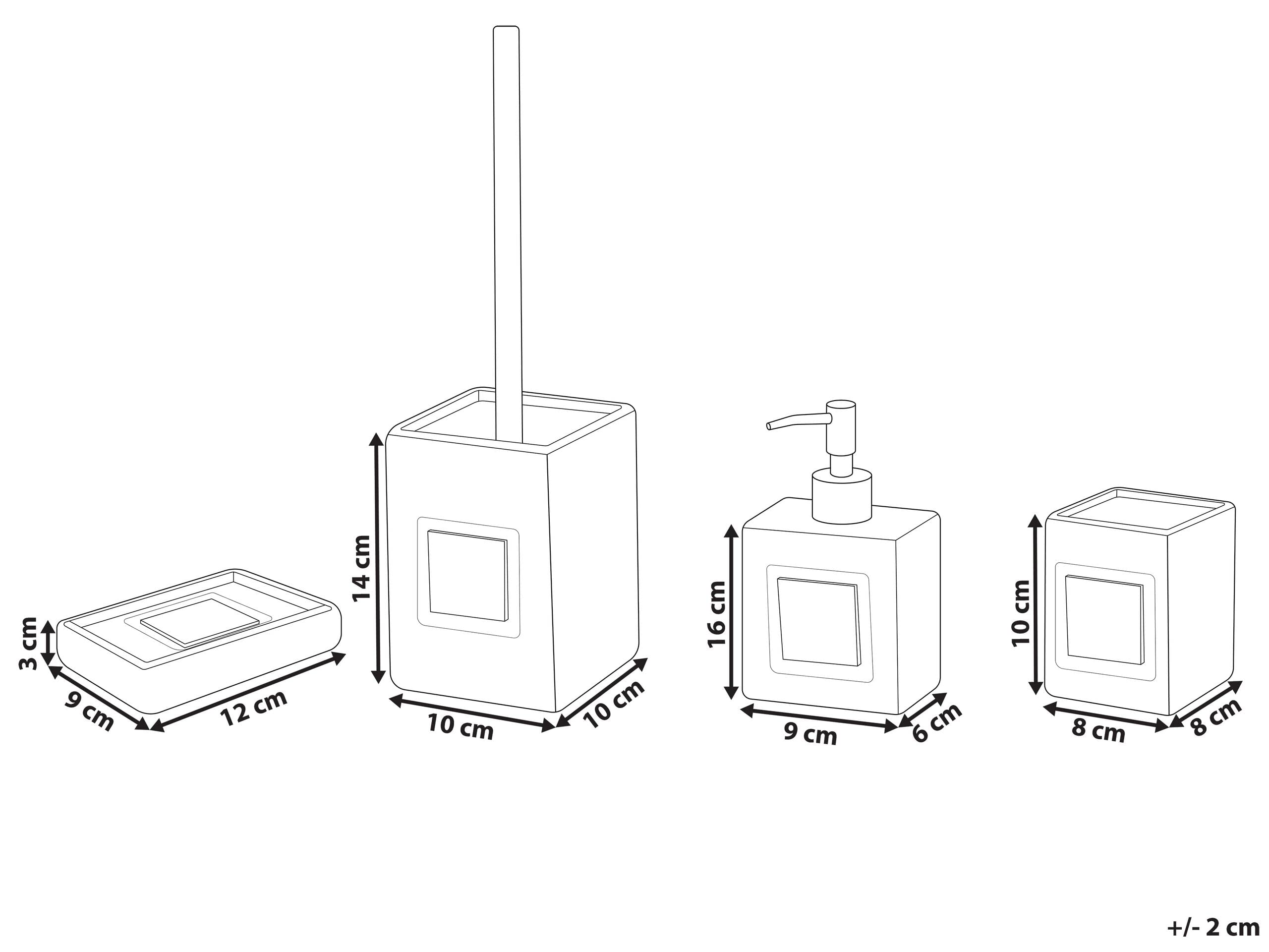 Set di 4 Accessori Bagno in Ceramica nero legno chiaro dispenser