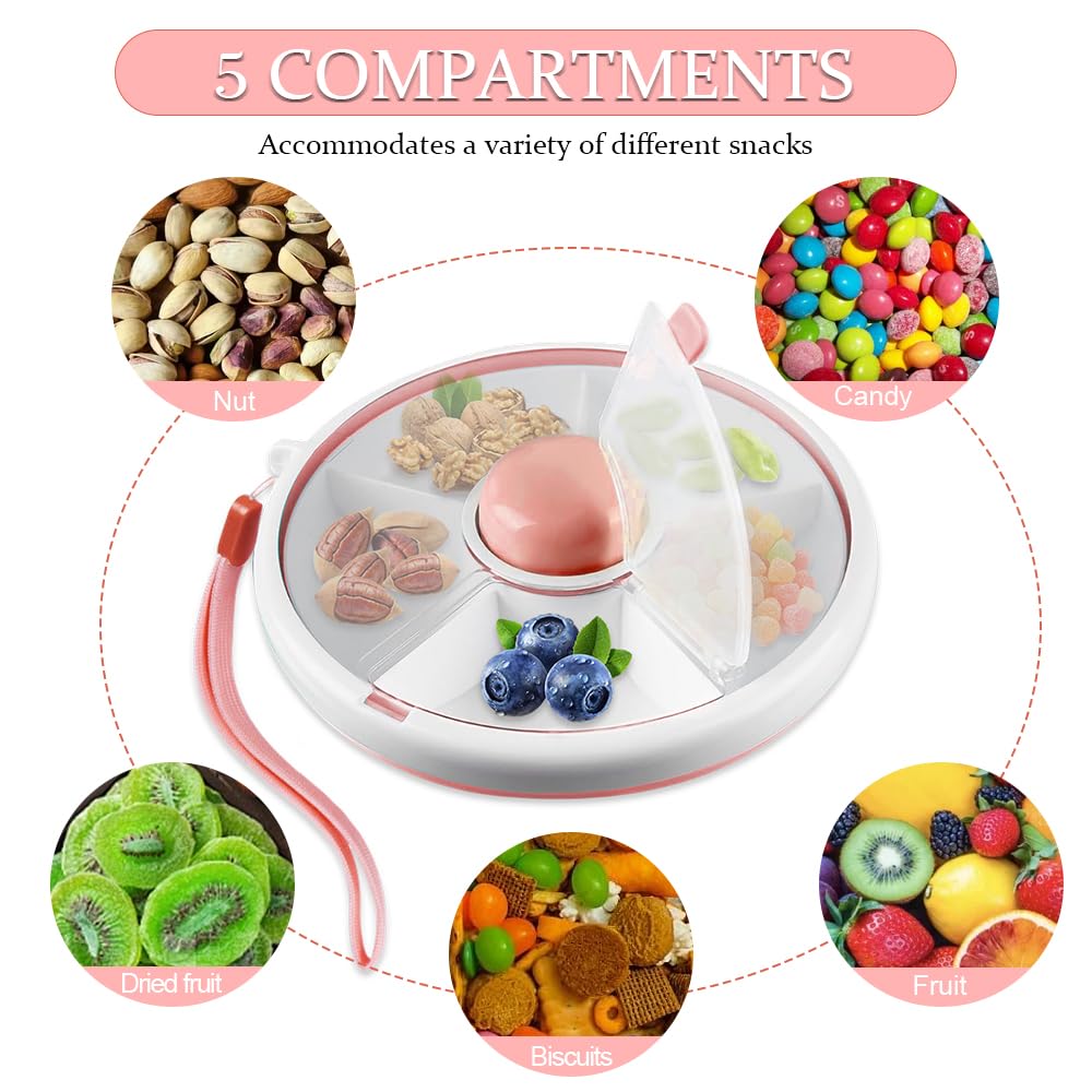 Ukisisi Snack Spinner,Contenitore Rotante,Spinner per Snack per Bambini, Contenitore per Snack Riutilizzabile,con Coperchio,Organizer per Snack,Contenitore per Snack,Contenitore Rotante per Bambini