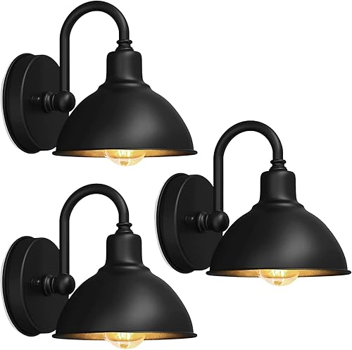 Ytzlvw Pequeño accesorio de luz de granero de cuello de cisne para exteriores, luz clásica de porche de granja con bombillas E26, para puerta