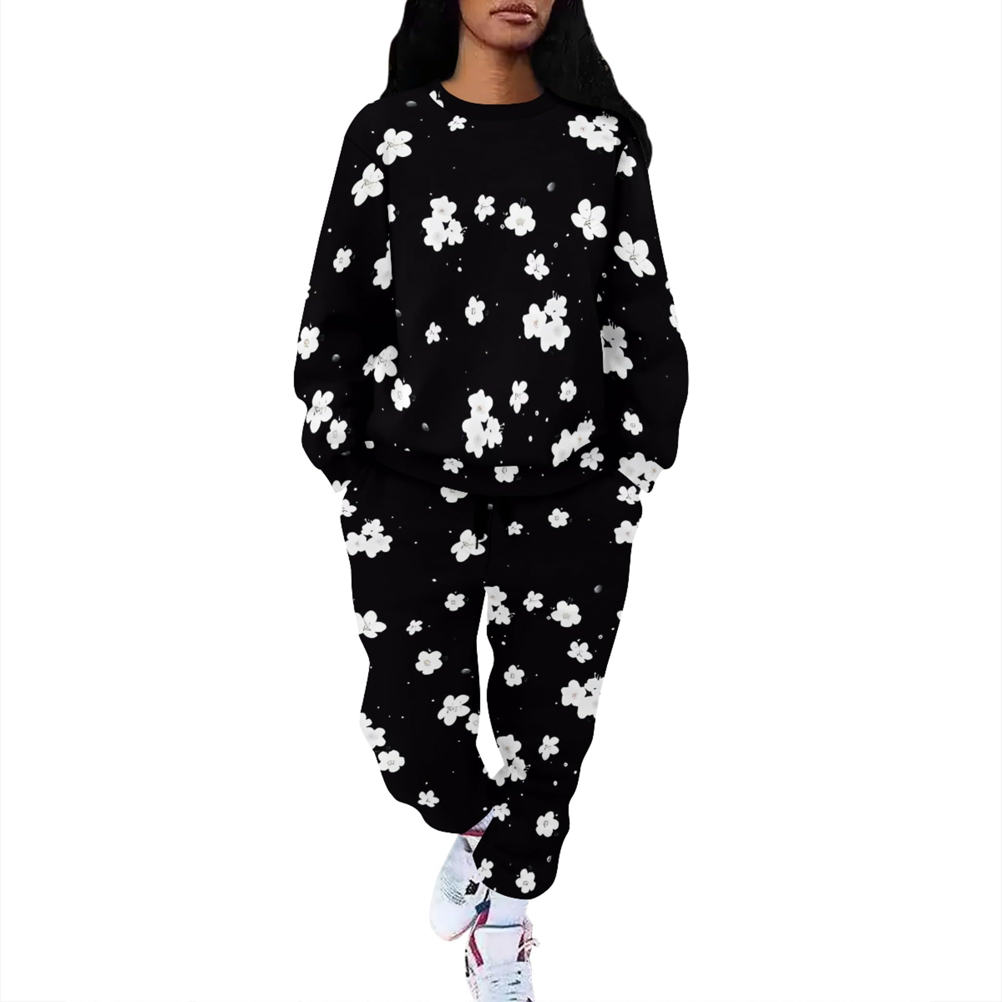 2 Piece Sets for Women Jogger Sets for Women 2 Piece Womens Athletic Clothing Sets Crewneck Sweatshirts Two