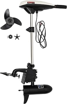 Electric Outboard Trolling Motor 12V 65lbs Thrust Transom Mounted Saltwater Boat Fishing Motor Three-bladed Propeller Fishing Boat Kayak Engine for Freshwater Saltwater Use 65LBS