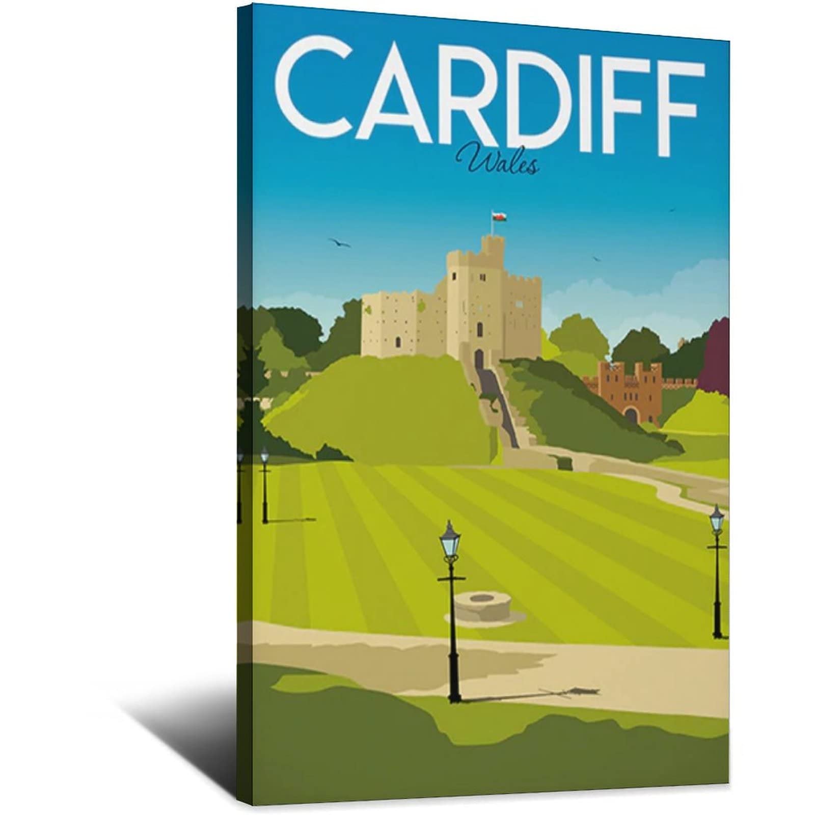 Wotdkg As The Picture Shows2 Metal Tin Sign Wales Cardiff Cardiff Castle Vintage Travel Tin Sign Rustic Decor Cave Coffee Shop Bar Bedroom Home Wall Decor Tin Sign 20X30cm