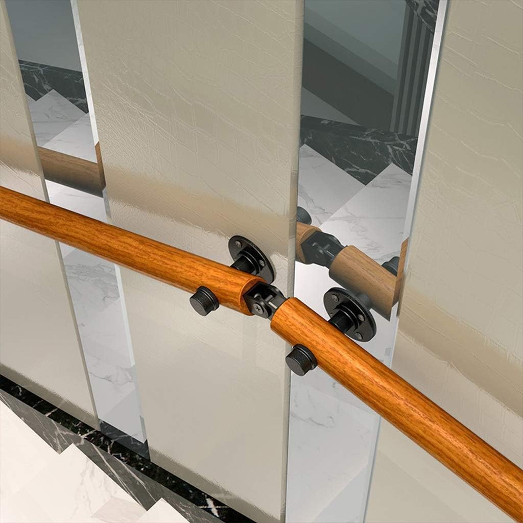 LUNEZY Stair Banister handrail Handrail, Wall Mounted Wooden Staircase Hand Rail, Industrial Solid Wood with Wrought Iron Pipe Stairs Kit Brackets, Bathroom Grab Bar, Suitable for Bars, L