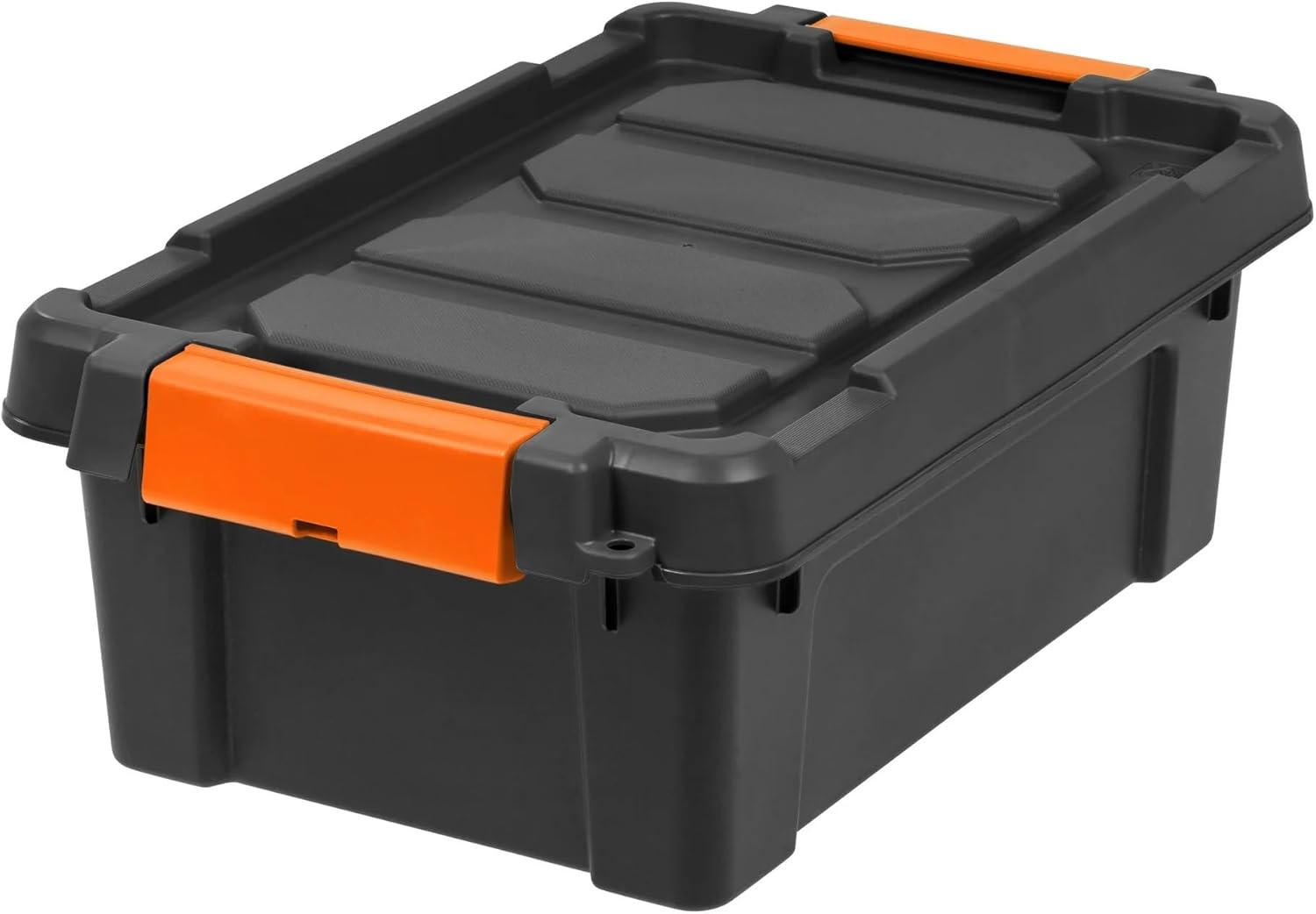 3 Gal. Heavy Duty Plastic Storage Bins with Lockable Lids - Stackable Latching Totes for Tools, Seasonal Items, Sports Equipment, Black