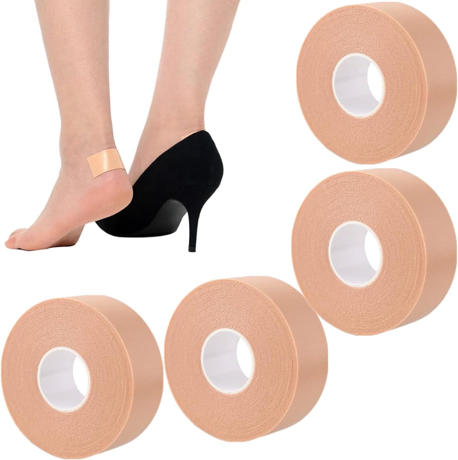 4 Rolls Feet Moleskin Tape, 2.5cm x 5m Moleskin Plasters Padding Bandage for Toe Finger Hand