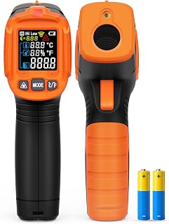 3 in 1 Infrared Thermometer Gun with High/Low Alarm, -58~1472°F | Digital Laser Temperature Gun with Humidity & Ambient Temp,Adjustable Emissivity, Backlit for HVAC,Cooking,Industrial