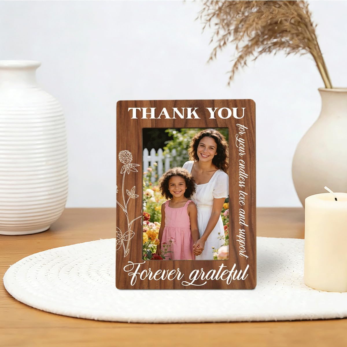 Mom Picture Frame, Thank You for Your Endless Love and Support Forever Grateful Tabletop Photo Frame, Heartfelt Gift from Son Daughter for Mother, Warm Gift to Mothers Day Birthday image 5