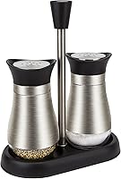 Vista 9 de Evelyne Salero y pimentero de vidrio con cubierta de acero inoxidable, paquete de 2 piezas (negro)