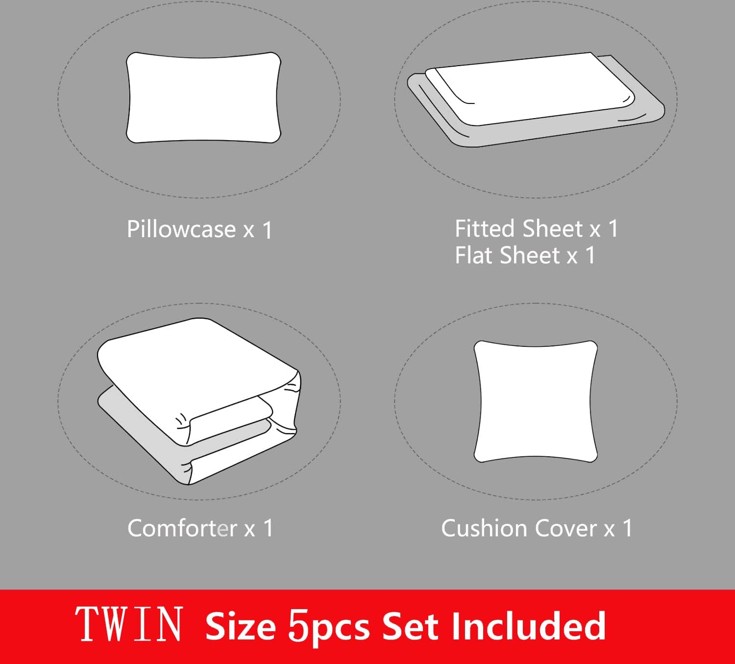 ROWADALO 5 Pieces Bed in A Bag Gamer Bedding Set for Boys Kids Gaming Comforters Set,Gamer Bed in a Bag Complete with Comforter Set Sheets Flat Sheet Pillowcase,DJT5002Twin Size - Image 6