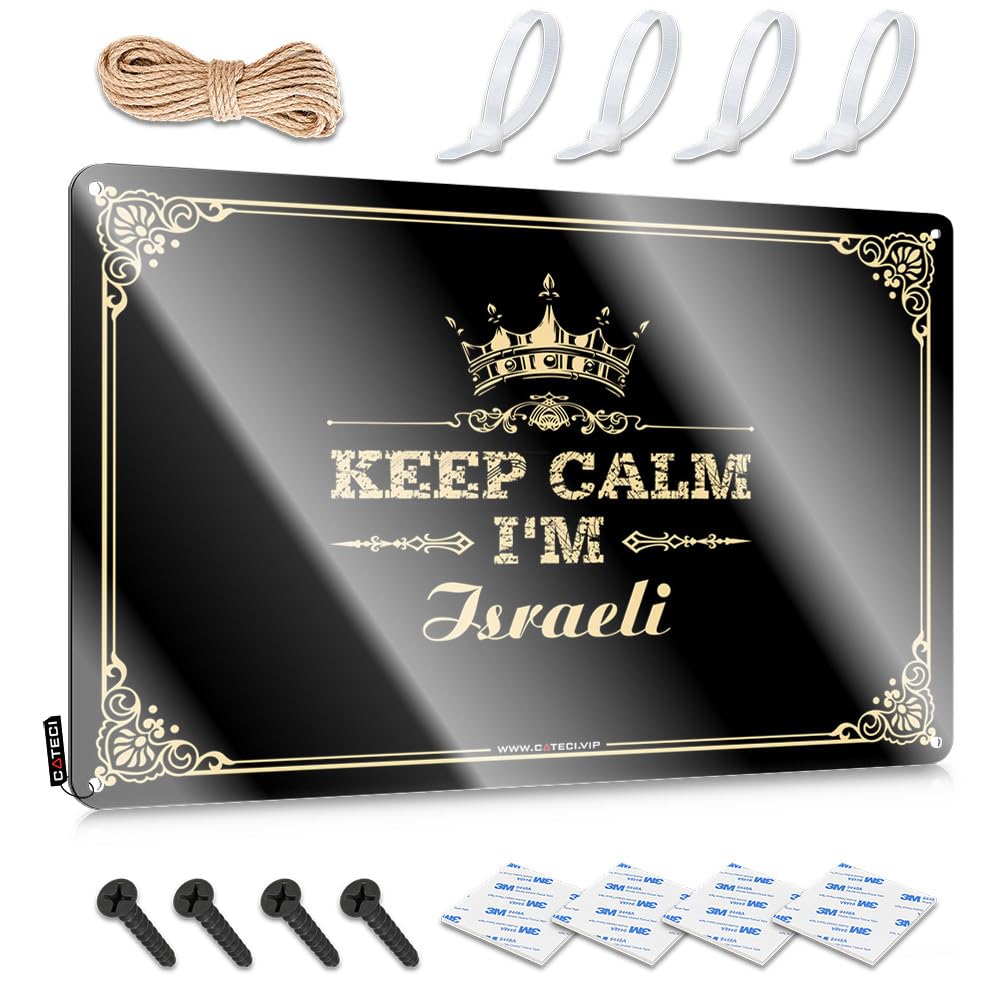 Fzfn Men's Colour Matal Sign Accessories Scandinavian Keep Calm I'm Israeli For Space - Western Customizable(30X40cm)