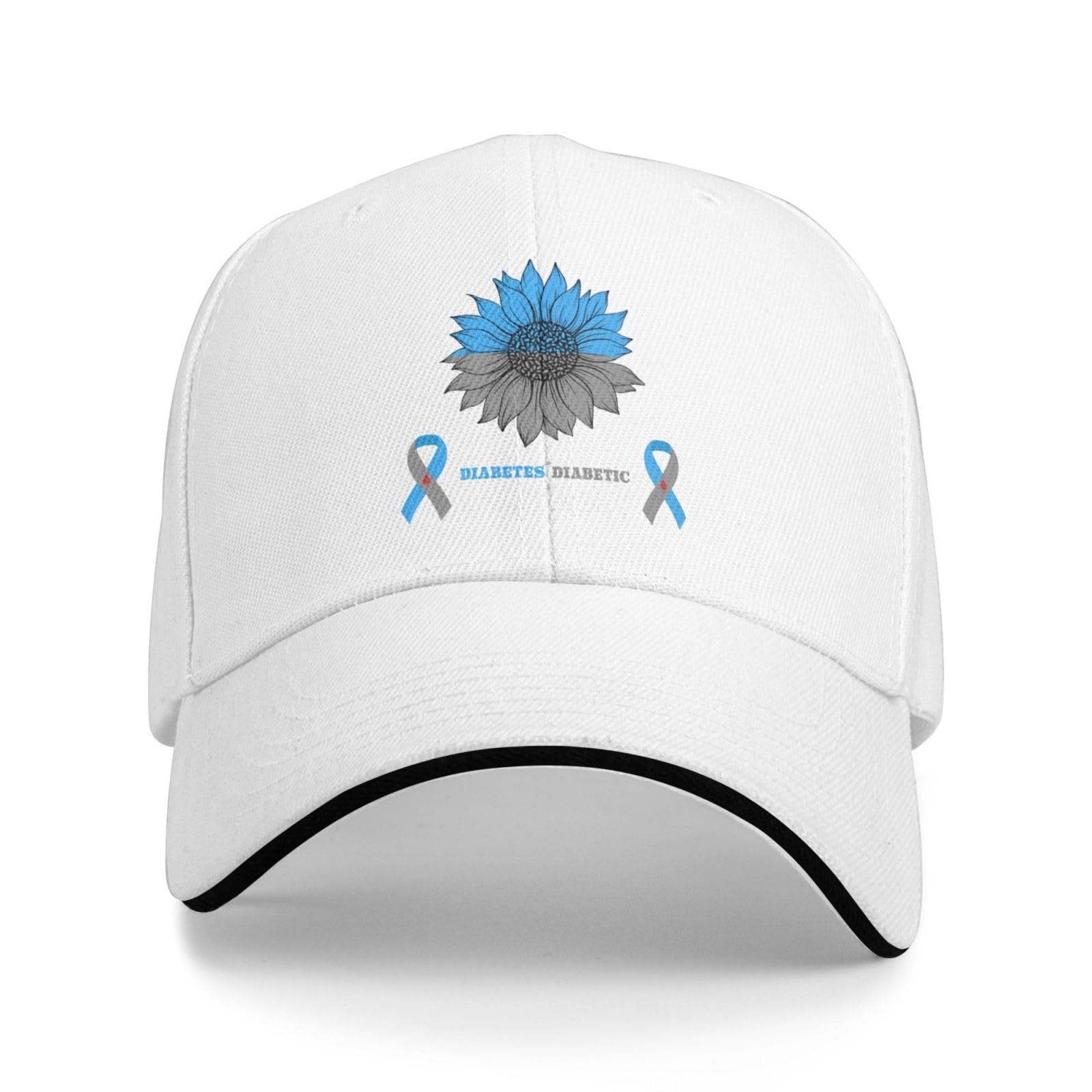 ACEPrints Diabetes Diabetic Awareness Baseball Cap for Men Women White