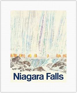 Niagara Falls New York - Canadian Boarder - Vintage Airline Travel Poster c.1968 - Fine Art Rolled Canvas Print 11in x 14in