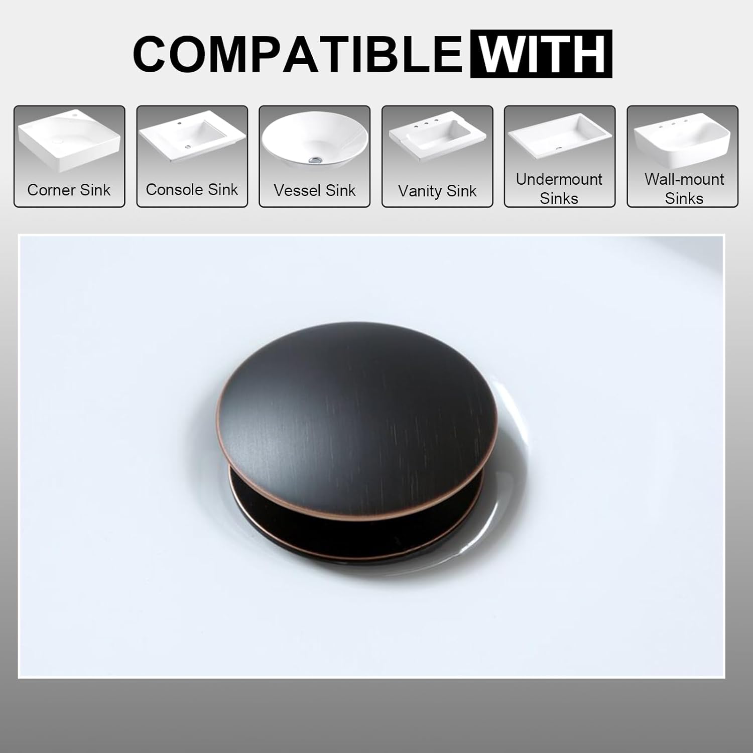Vessel Sink Drain, Bathroom Pop-Up Drain Without Overflow, Oil Rubbed Bronze
