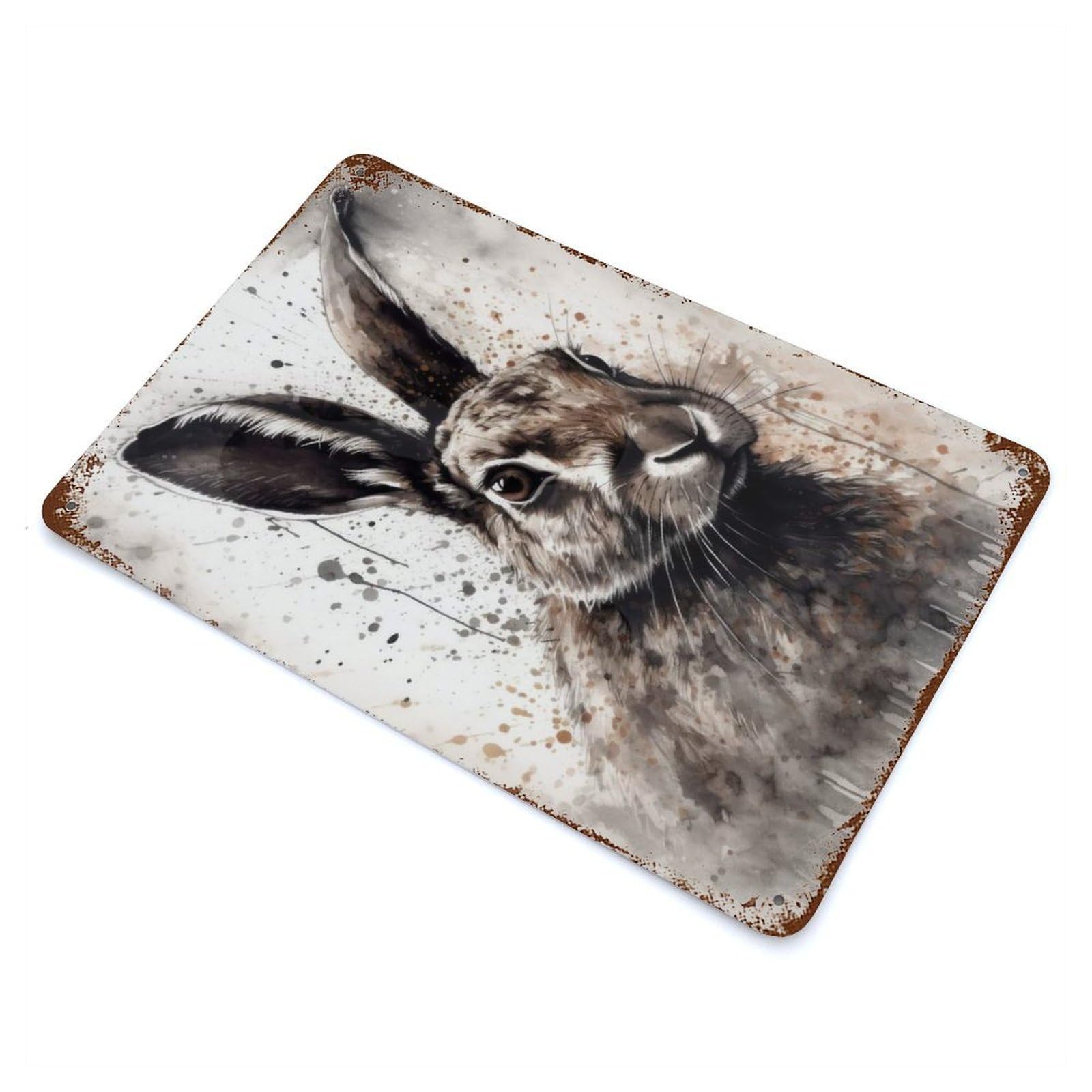 Rabbit Beauty Black Ink Rustic Tin Plaque 11.8"x7.9", for Shed, Workshop And Garage Wall Decor, Rustic Home Decor