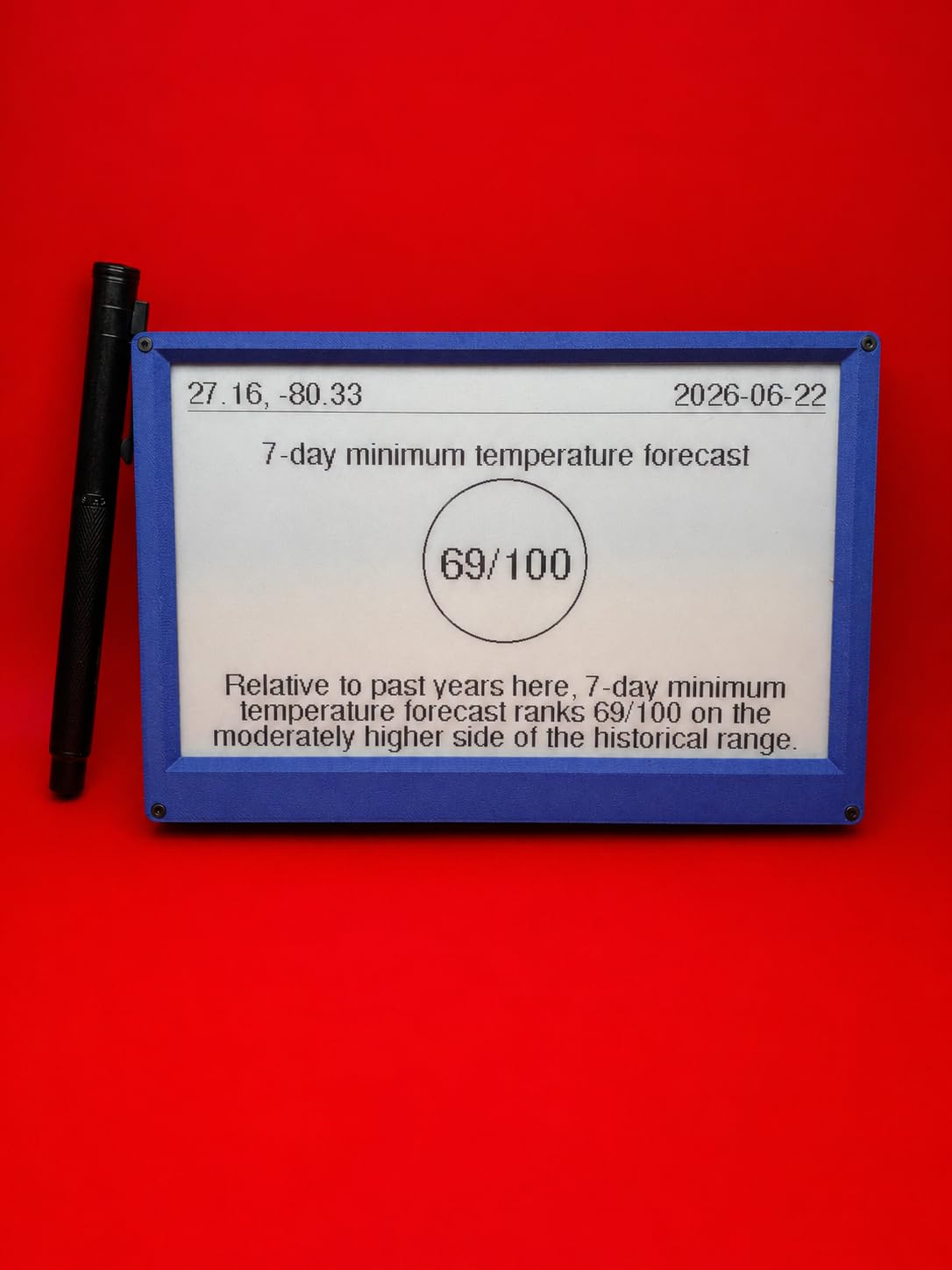 W100 Max E-Ink Display by Weather100, Custom Weather Gift image 4