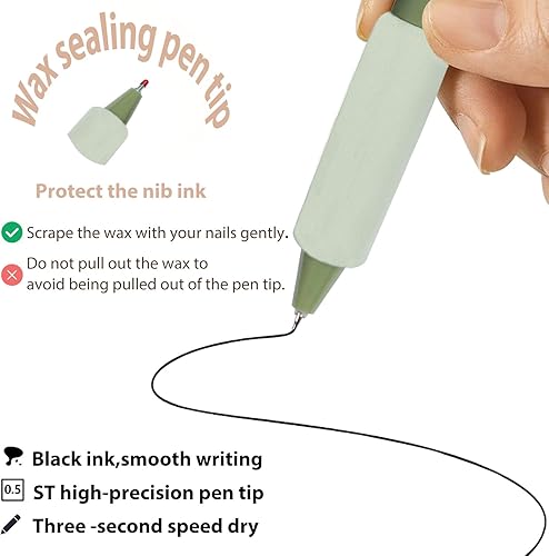 Miniatura 4 de Bolígrafos retráctiles, punta fina (0.020 pulgadas), tinta negra, paquete de 4 unidades, bonitos bolígrafos de té verde para suministros escolares