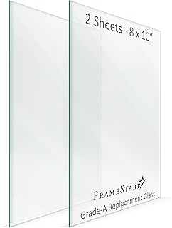 8x10 Heat Strengthened Glass - Crystal Clear, 2 Pack - Shatterproof & Scratch Proof Picture Frame Replacement Glass - Semi Tempered Cover Sheet