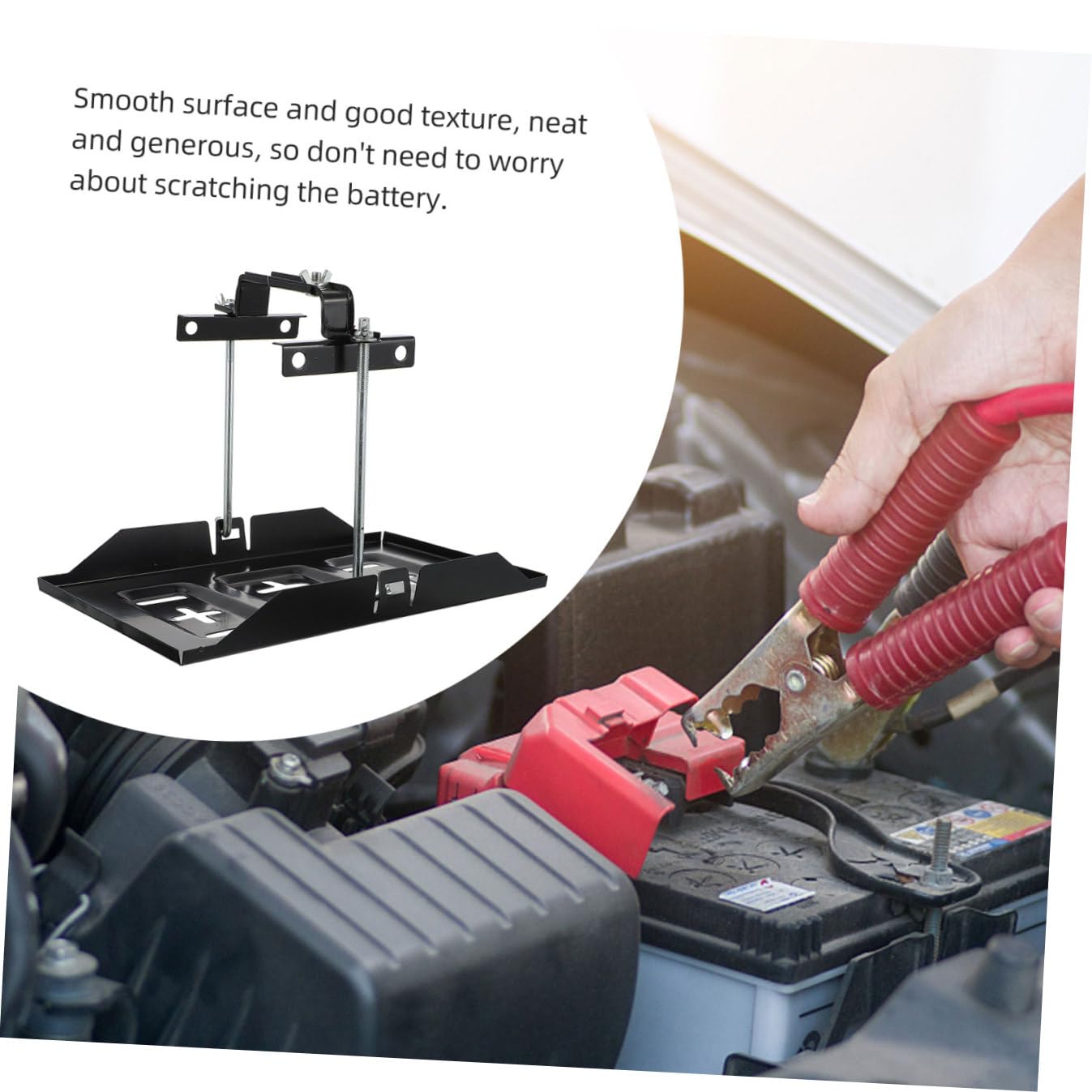 Support de Batterie de Voiture Noir en Fer, 1 Set, Fixation