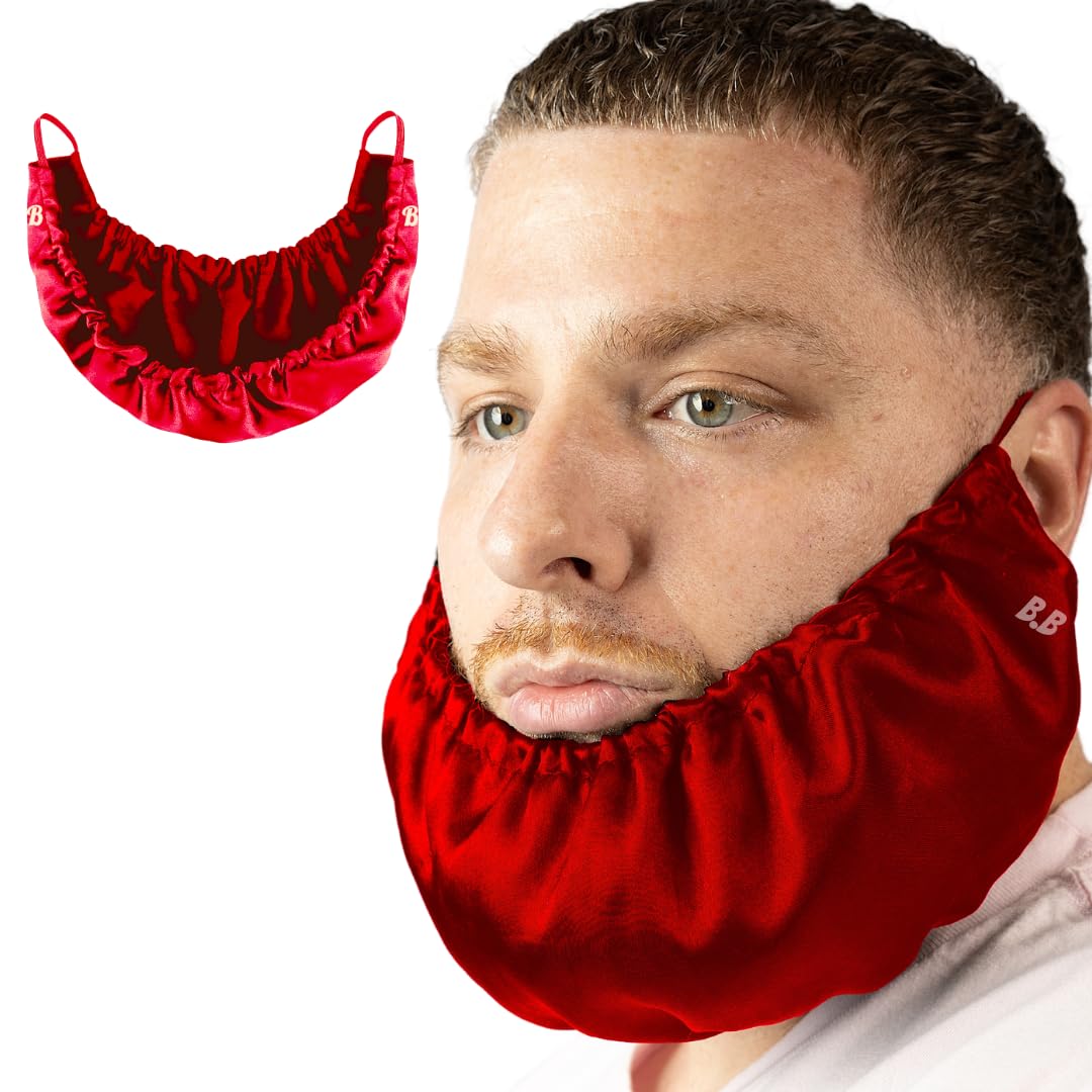 Mens Beard Bonnet for Essential Oil and Moisture Retention and Healthy Hair Growth – Premium Quality Silky Soft Beard Conditioning Cap, Helps to Prevent Itching and Split Ends – Satin Beard Bandana