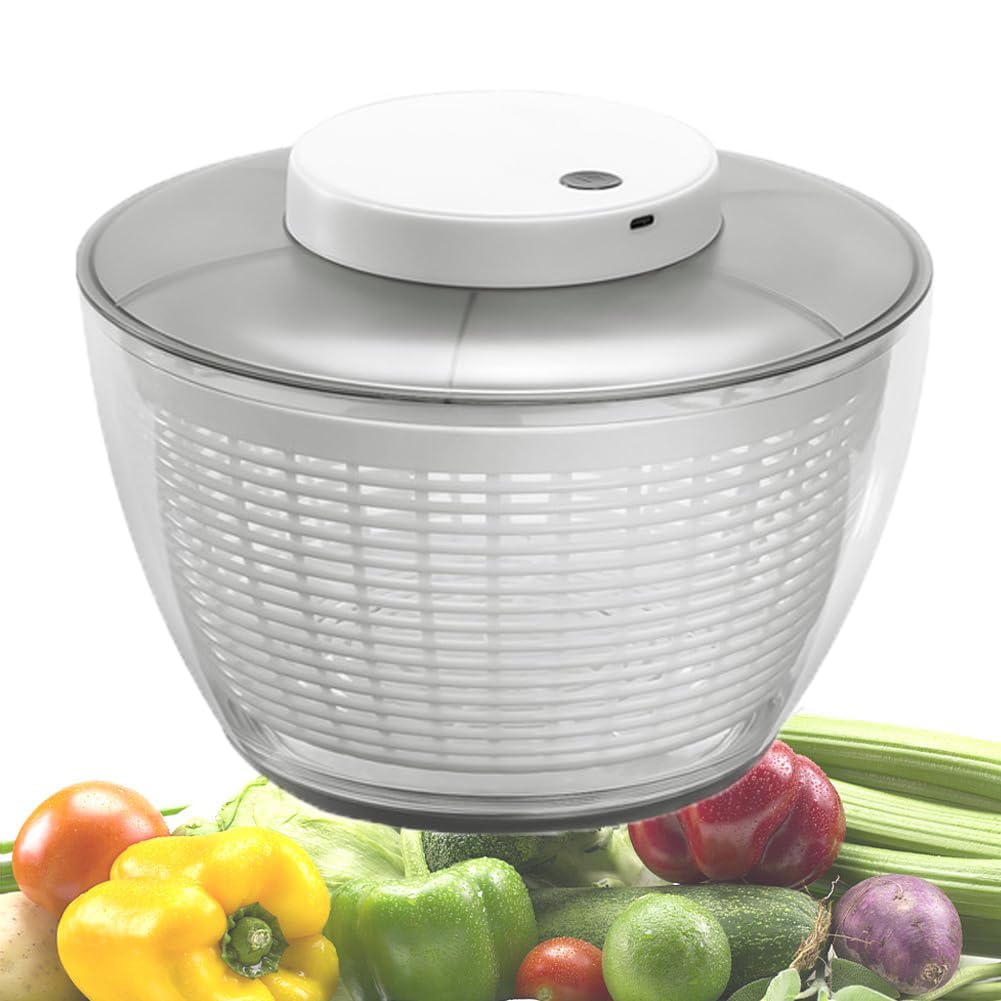 Centrifugador eléctrico de ensalada, secador de lechuga recargable por USB, deshidratador de frutas y verduras, perfecto para ensaladas, lechuga, frutas y verduras