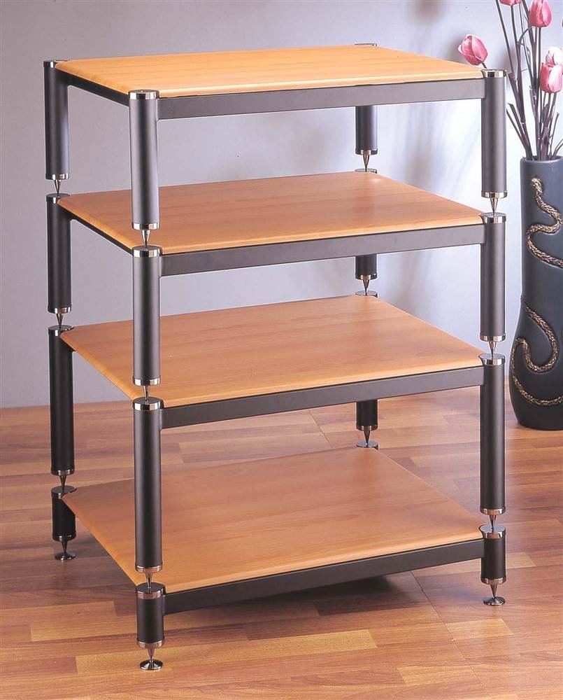 VTI BL Series Modular Rack Shelves: Black, Poles/Caps: Black Poles/Gold Caps