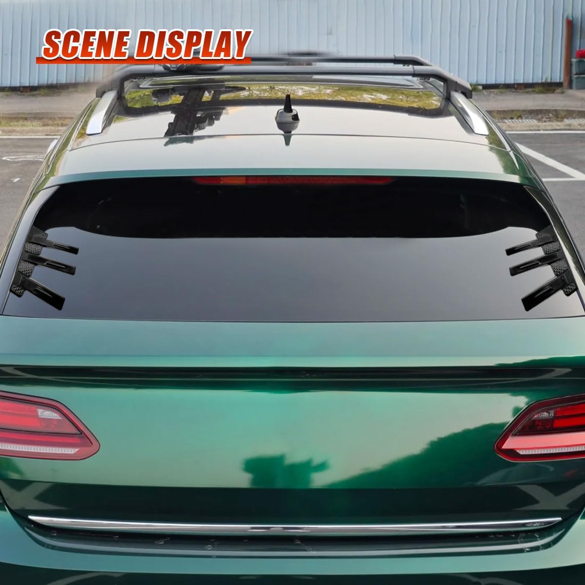 Craedli 2PCS Car Rear Window Louver Decal Sticker, Racing Style Side Spoiler Splitter Rear Windshield Decorative Stickers, 3D Air Knife Shaped Fenders Decal Car Modification Accessories (Black)