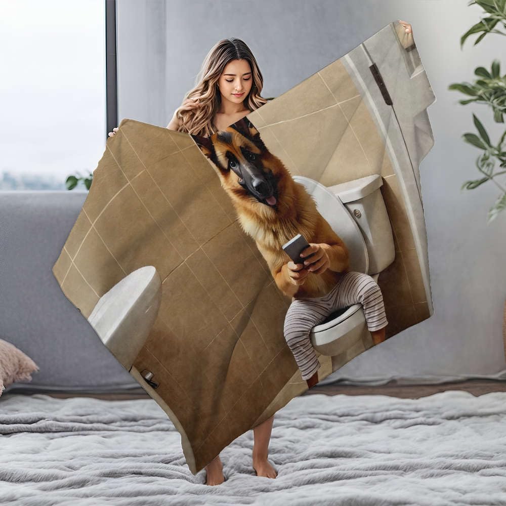 Couverture flanelle lit Queen Size plaid chien rigolo original 125 x 150 cm pour chambre