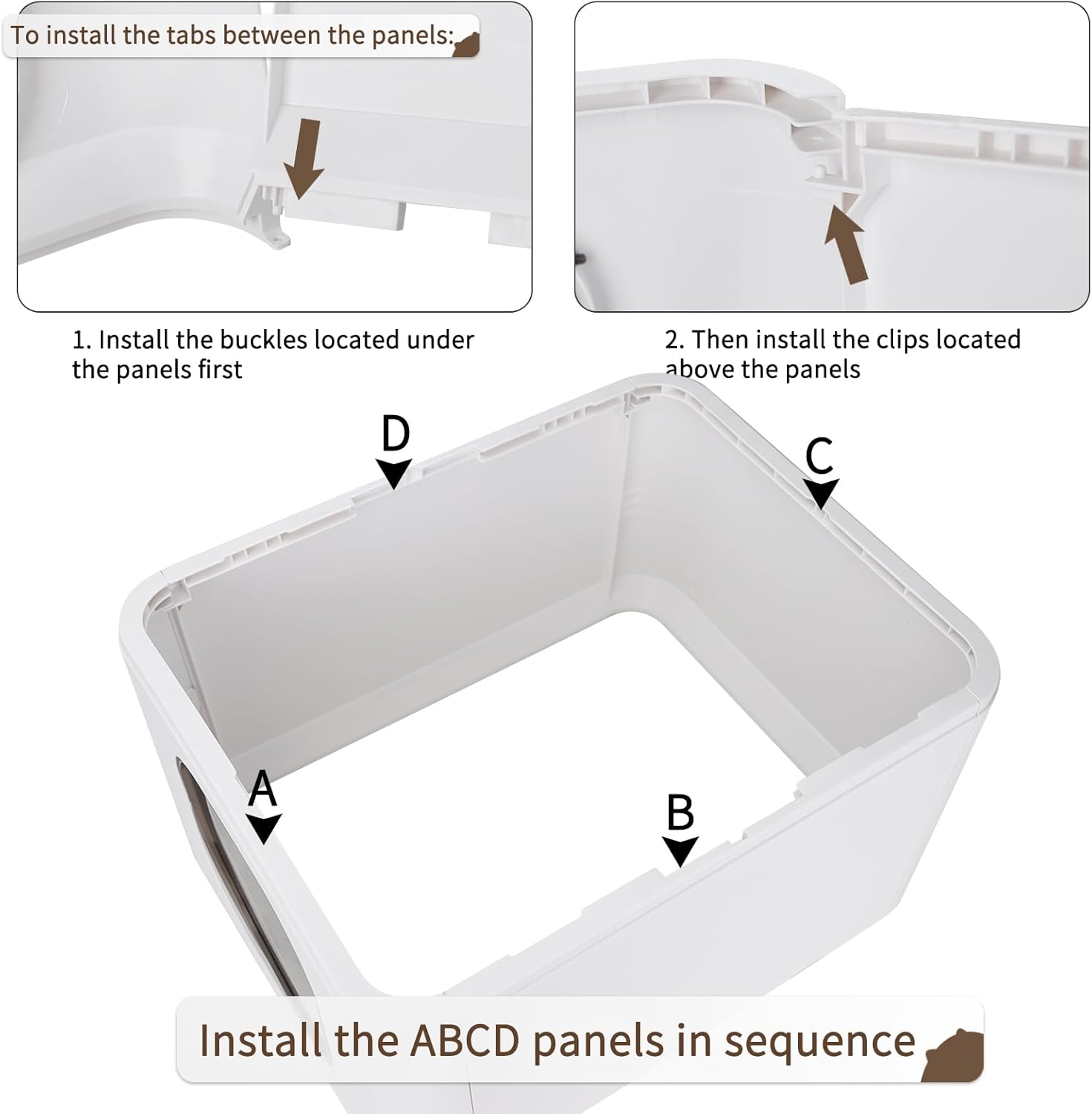 RIZZARI Enclosed Cat Litter Box with Lid, Large Foldable Litter Box with Litter Scoop, Top Entry Cat Toilet for Kittens and Big Cats (Light Gray,Plastic, Large)