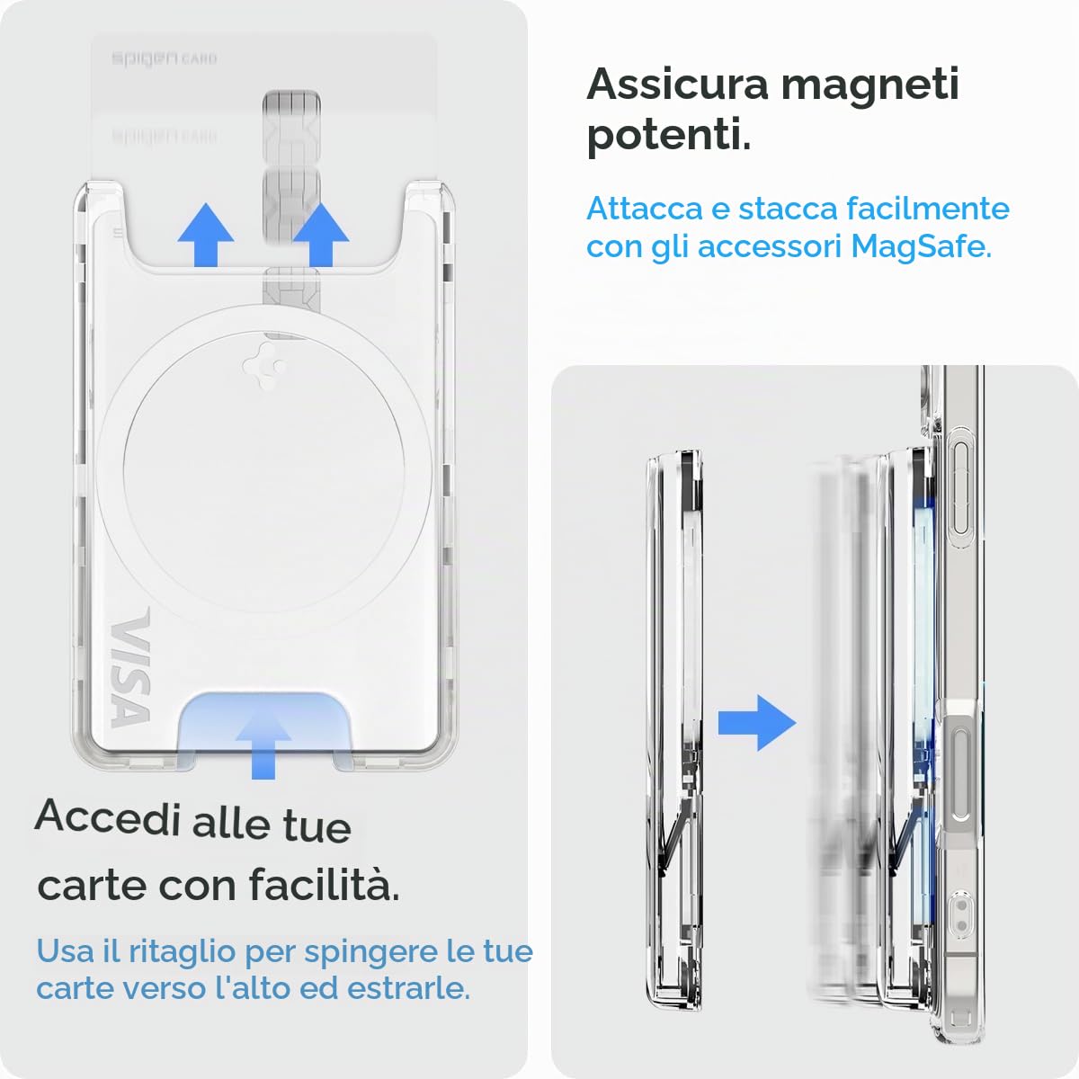 Spigen Ultra Hybrid MagFit Portafoglio Magnetico MagSafe – Portacarte Per IPhone 16/15/14/13/12, Design ZeroOne Bianco