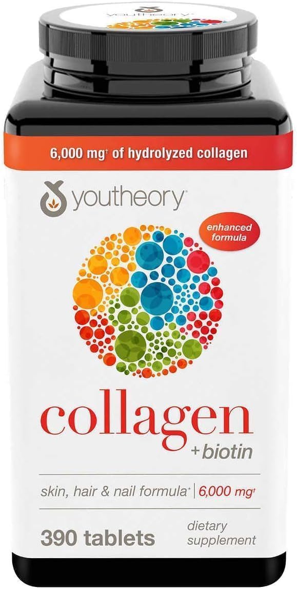 Youtheory Collagen Plus Biotin – Skin, Hair & Nail Support – 390 Tablets