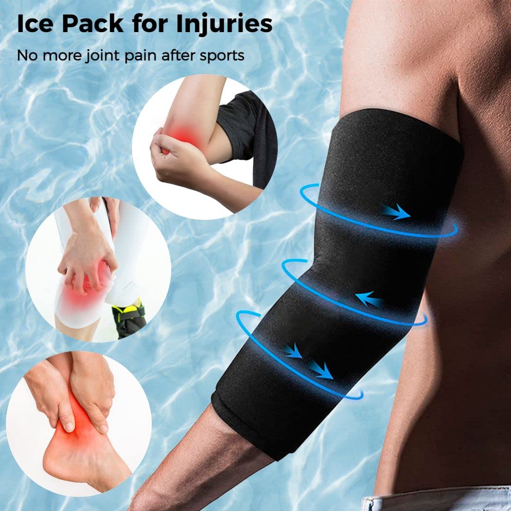 Impacco di ghiaccio in gel riutilizzabile per gomito, ginocchio, polpaccio, coscia, terapia del caldo e del freddo per gonfiore, distorsioni, edema, arco, tendinite di Achille, fascite plantare