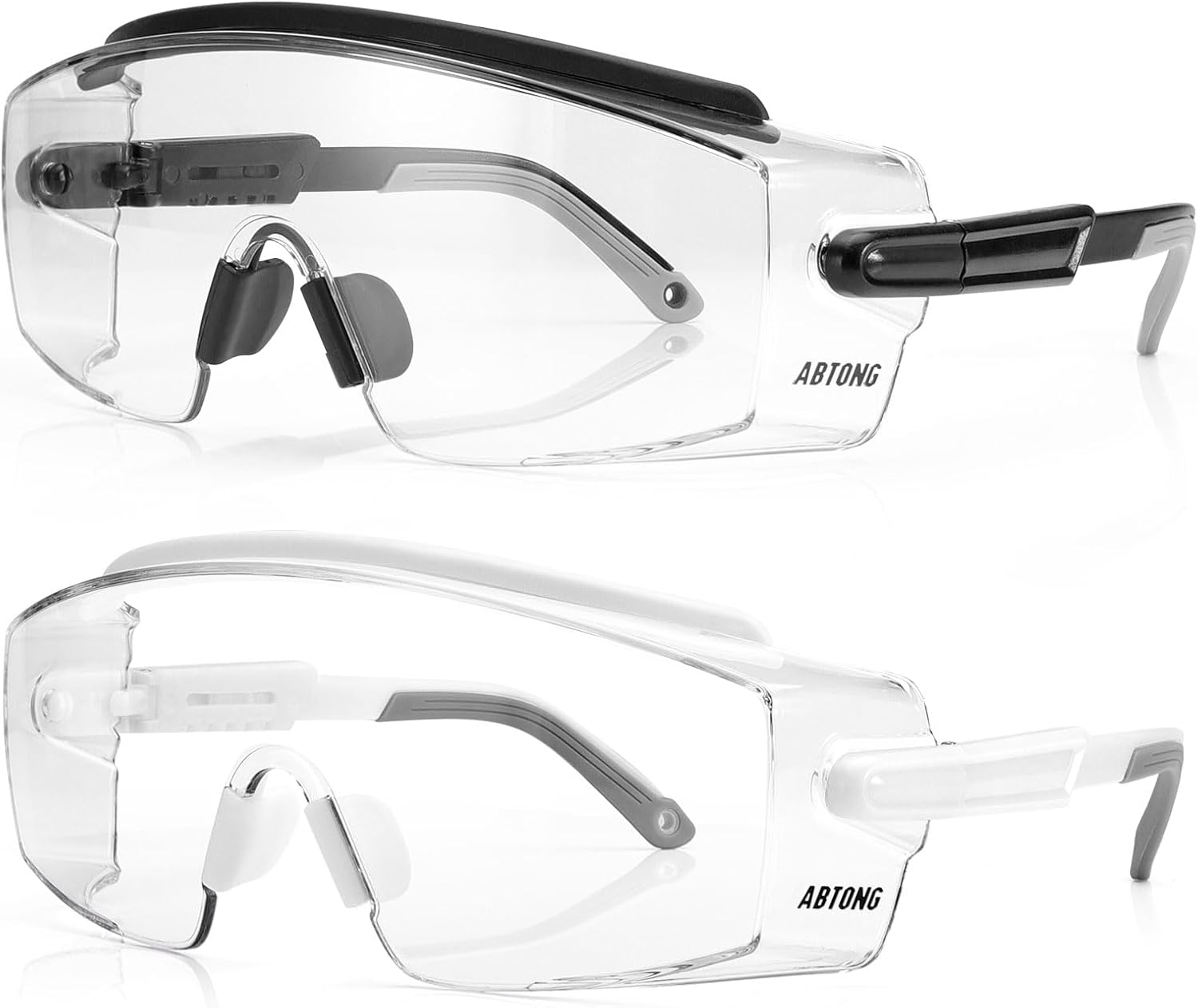 Safety Glasses Over Eyeglasses — ANSI Z87.1 Certified Safety Goggles with Anti-Fog & Anti-Scratch Clear Wraparound Lens — Adjustable Temples with Anti-Slip Tip for Youth Men & Women (2 Pack)
