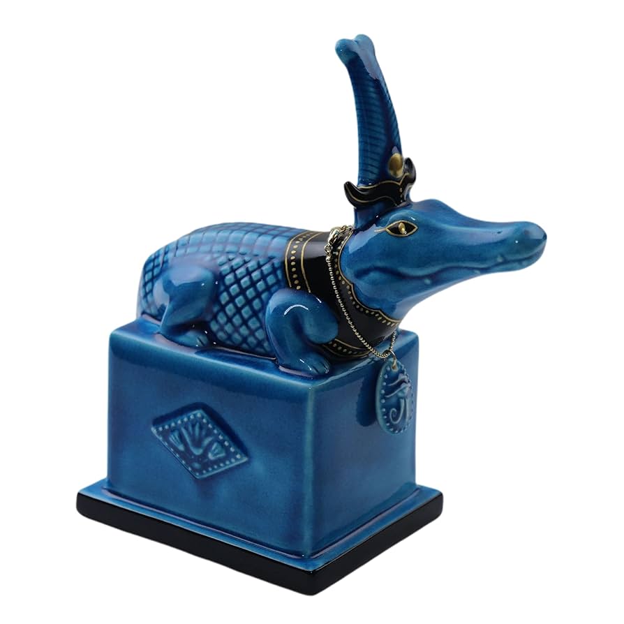 Amazon.co.jp: 美濃焼 青釉オーナメント セベク（ワニ）古代