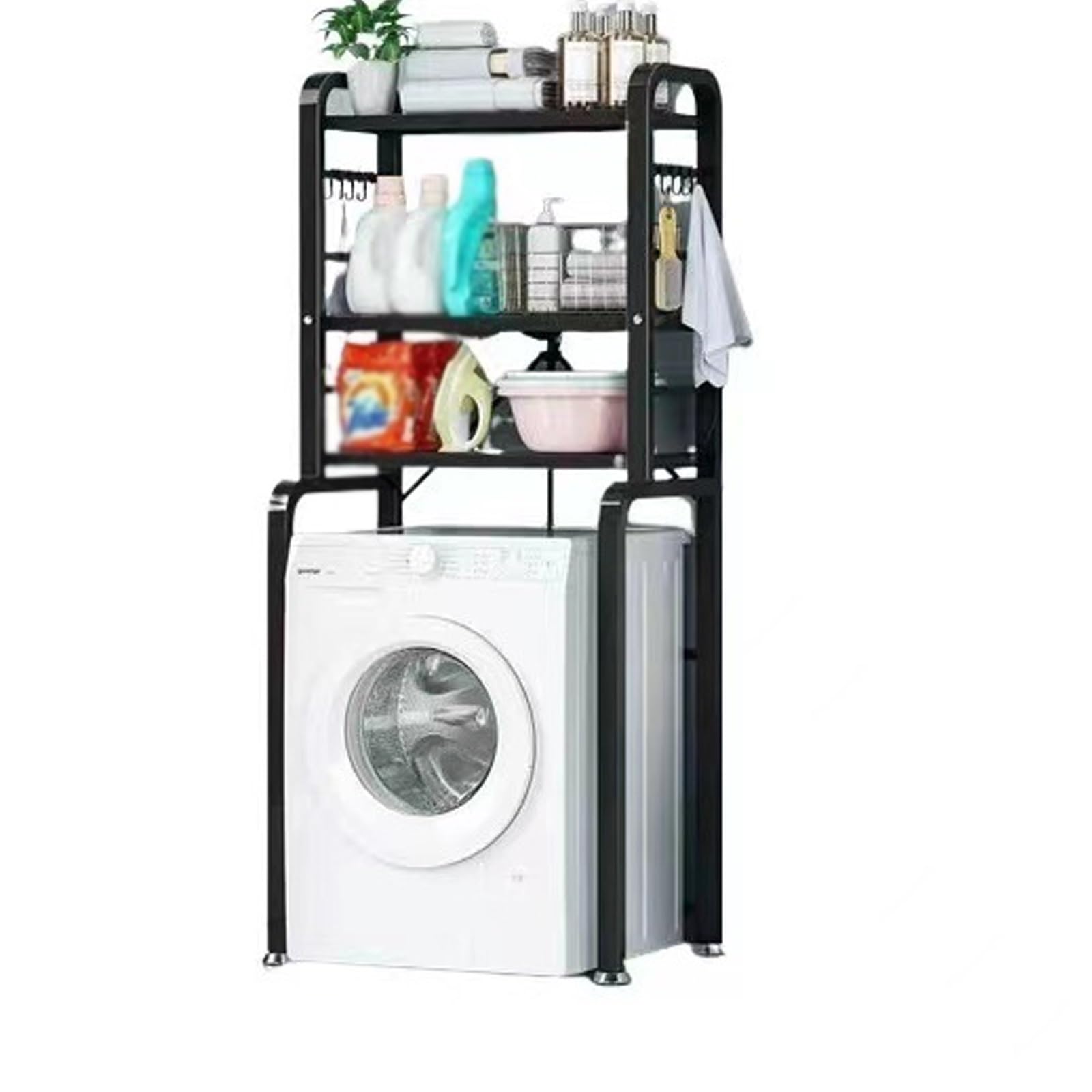 Étagère à linge en métal à 3 niveaux gain de place pour sèche-linge et WC