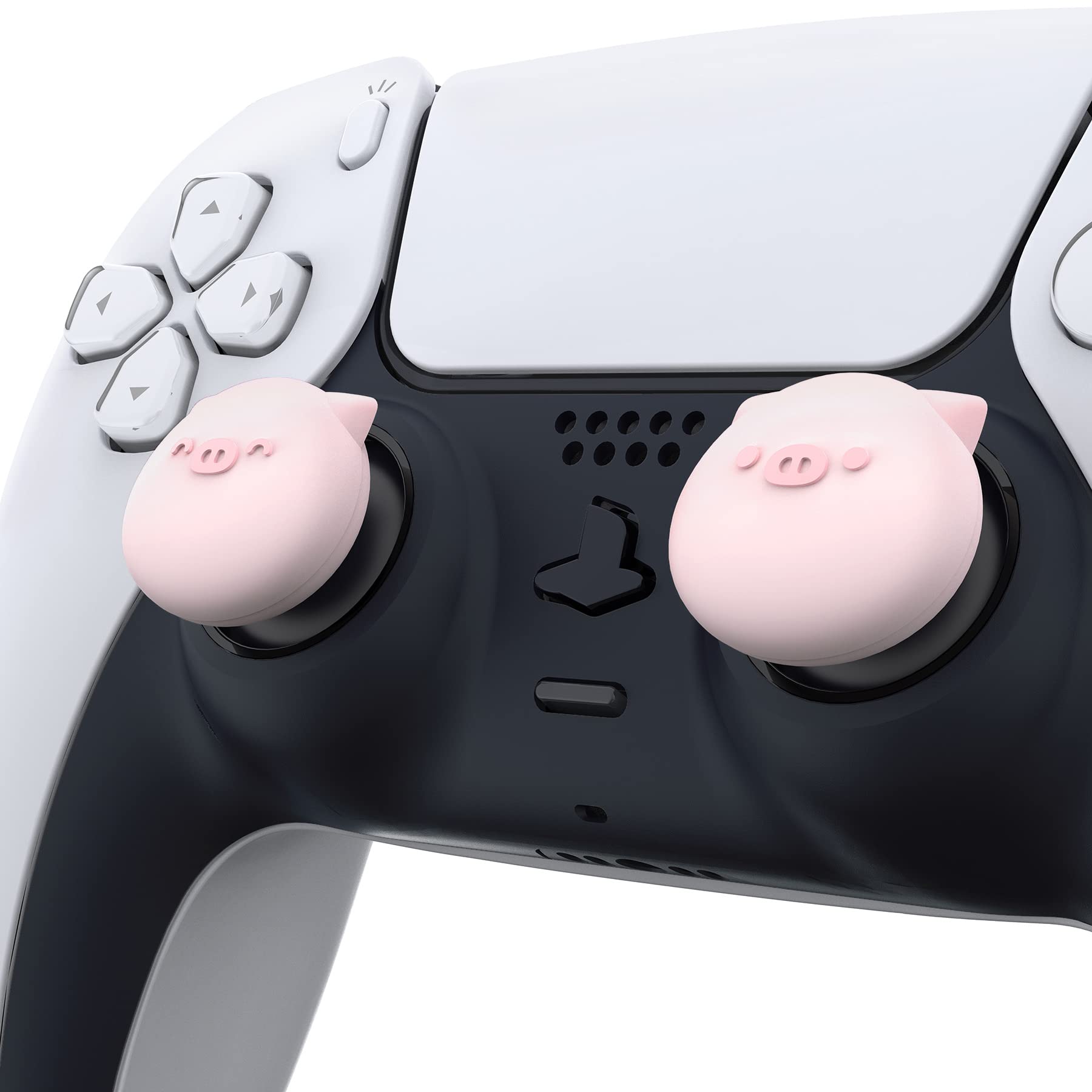 PlayVital Chubby Piggy Cute Thumb Grip Caps for PS5/4 Controller, Silicone Analog Stick Caps Cover for Xbox Series X/S, Thumbstick Caps for Switch Pro Controller - 3