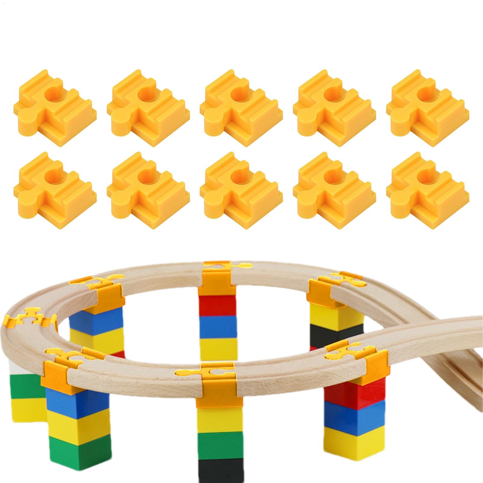 10 Pieces Train Track Connectors, Wooden Train Track Connectors Coupling Block, Toy Train Track Adapter, Wooden Train Track Accessories, For Kids Aged Over 3 Years Old