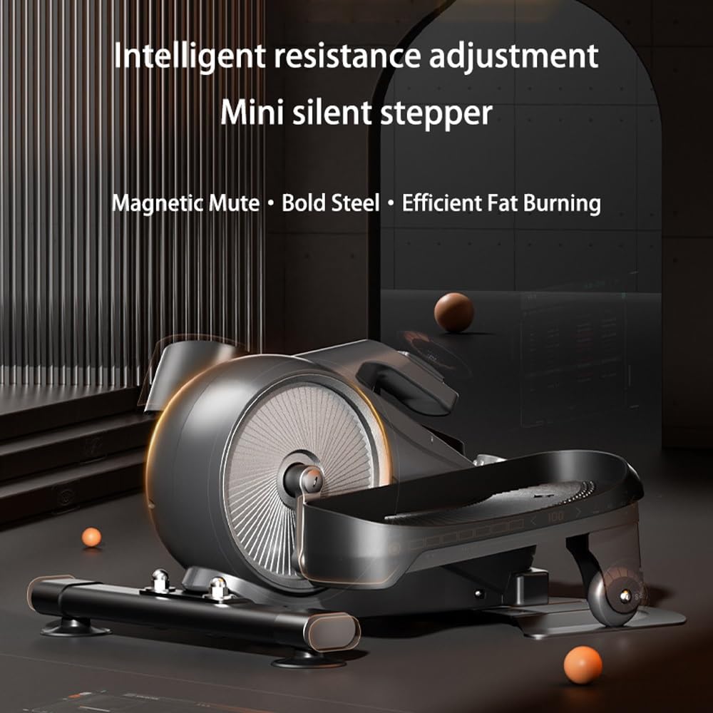 Pedaliera ellittica da seduta sotto la scrivania, 8 livelli di resistenza, display a LED, silenziosissimo - da adulto a anziano, mini macchine ellittiche for uso domestico (Grey : White)