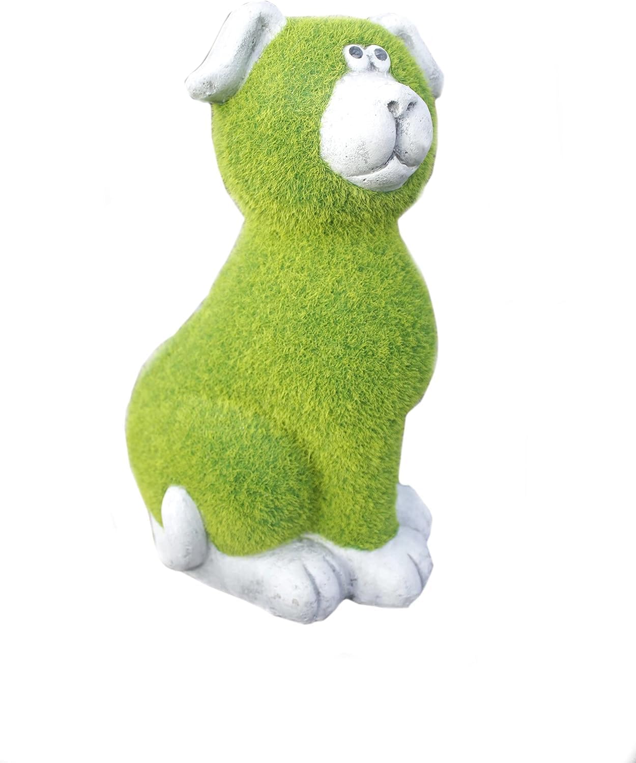 Garden Mile Resin Dog Statue with Green Flocked Finish - Weatherproof Animal Ornament for Outdoor and Indoor Spaces - Durable Garden Decor for Lawn, Patio, and Yard Displays, Ideal