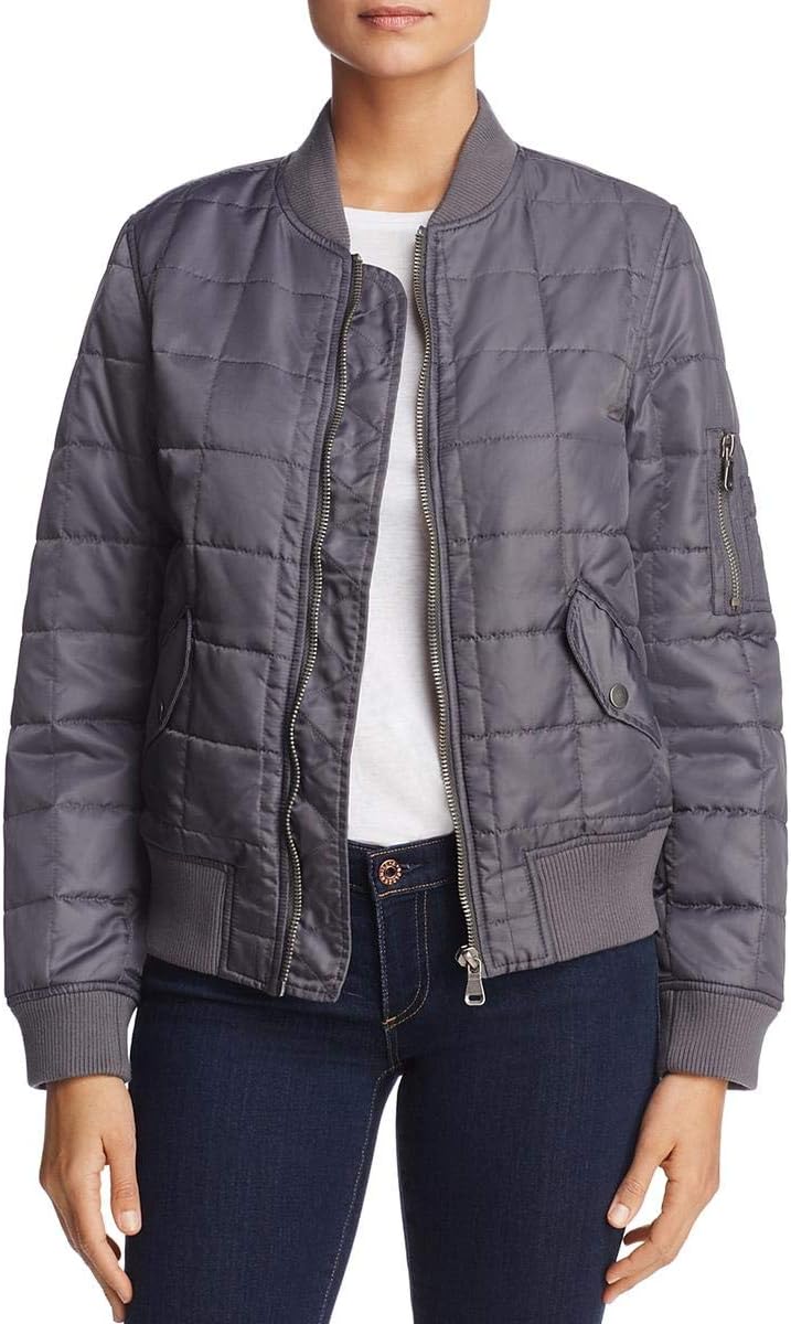 Anorak Womens Fall Water Resistant Bomber Jacket Gray S
