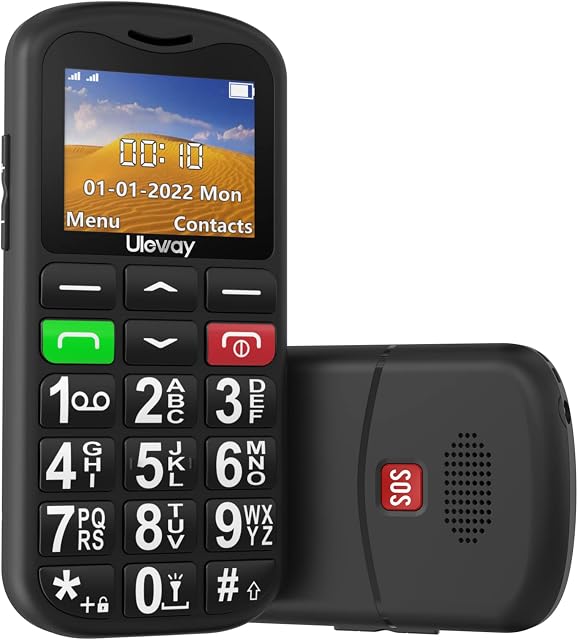 USHINING Unlocked Pay as You Go Mobile Phone for Seniors,GSM 2G SIM Free Basic Backup Cheap Mobile Phones with Charging Cradle,Lightweight&Durable-G180SE