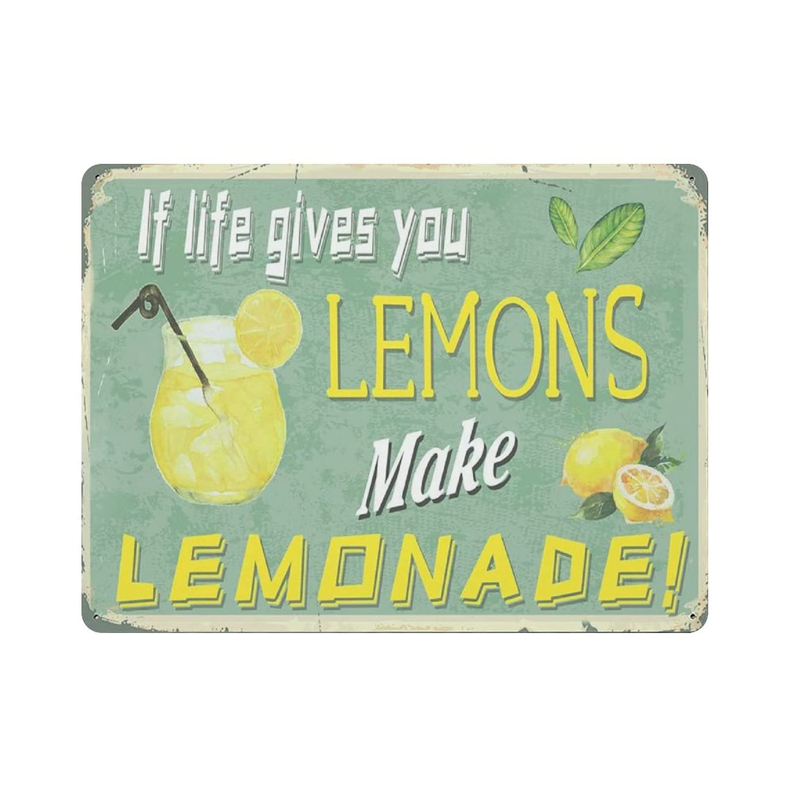 Metal Tin Sign If Life Gives You Lemons Make Lemonade Vintage Tin Poster Metal Sign Wall Decoration Country Kitchen Home Garage Decor 12"x16"
