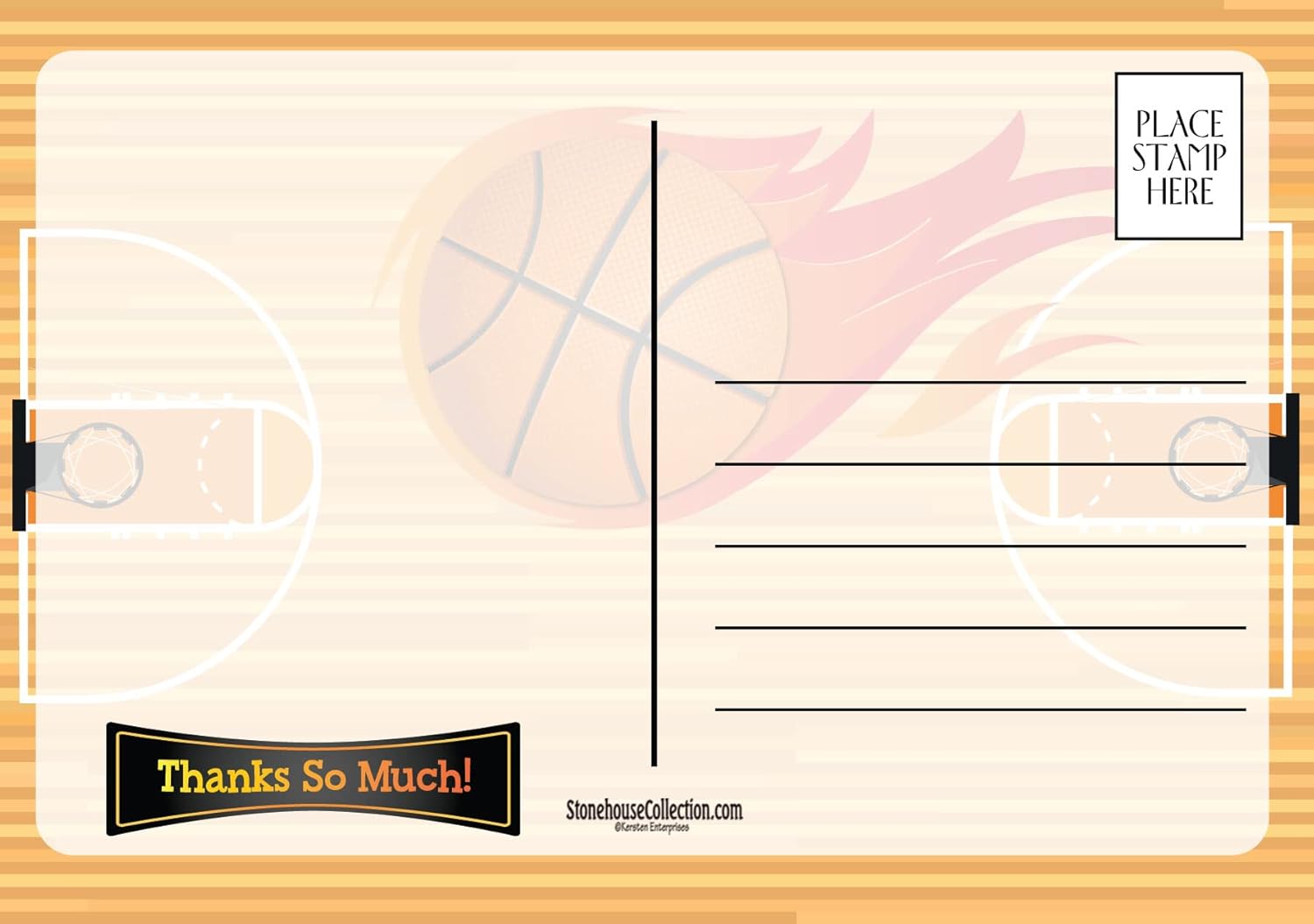 Stonehouse Collection バスケットボールポストカード - 4インチ x 6インチ バスケットボール サンキューポ