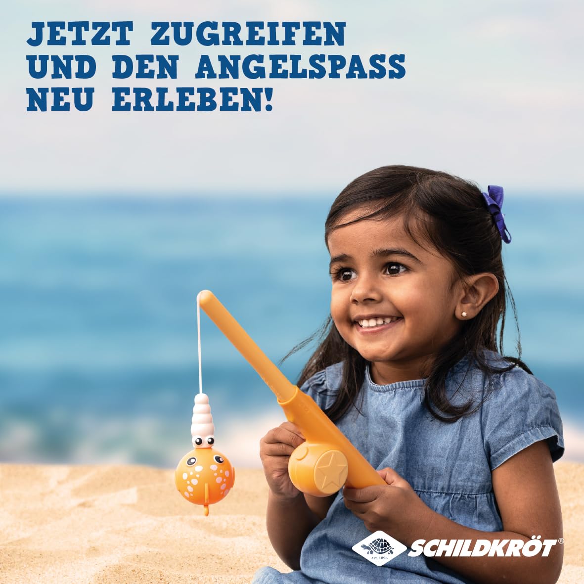 Schildkröt Fishing Game – Magnetisches Angelspiel für Kinder – fördert Feinmotorik & Koordination – 2 Teleskop-Angeln, 6 Fische & Faltbarer Eimer mit Unterwassermotiv – BPA frei
