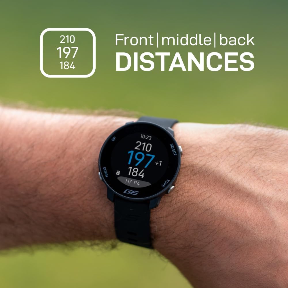 Shot Scope G6 GPS Watch, 38k+ Pre-Loaded Courses, Full Hole Maps, 2X Strap Sets (Black and Gray), Color Sceen, Unisex Golf Watch for Men and Women