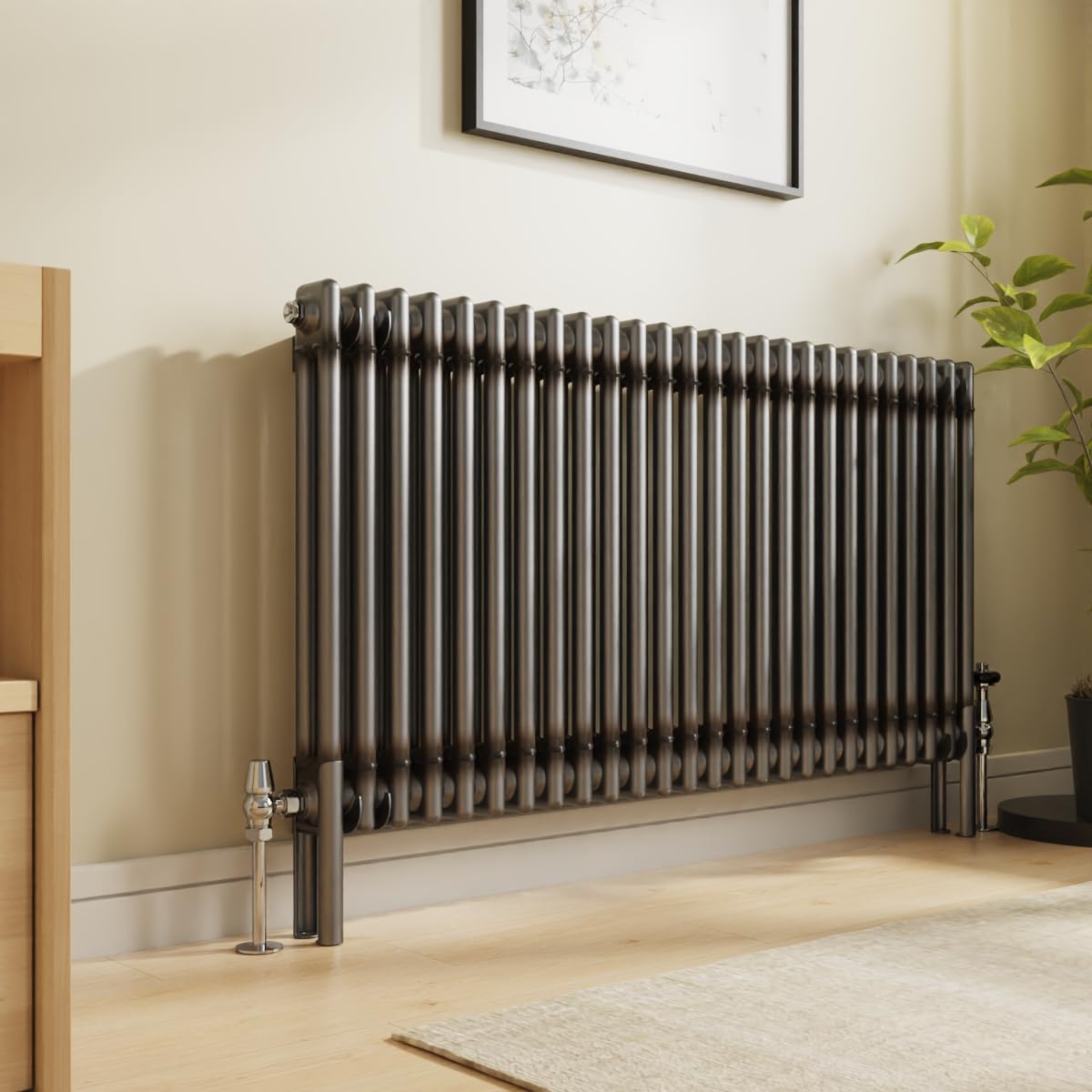 NRG 600 x 1190mm Raw Metal Cast Iron Double Column Horizontal Radiator