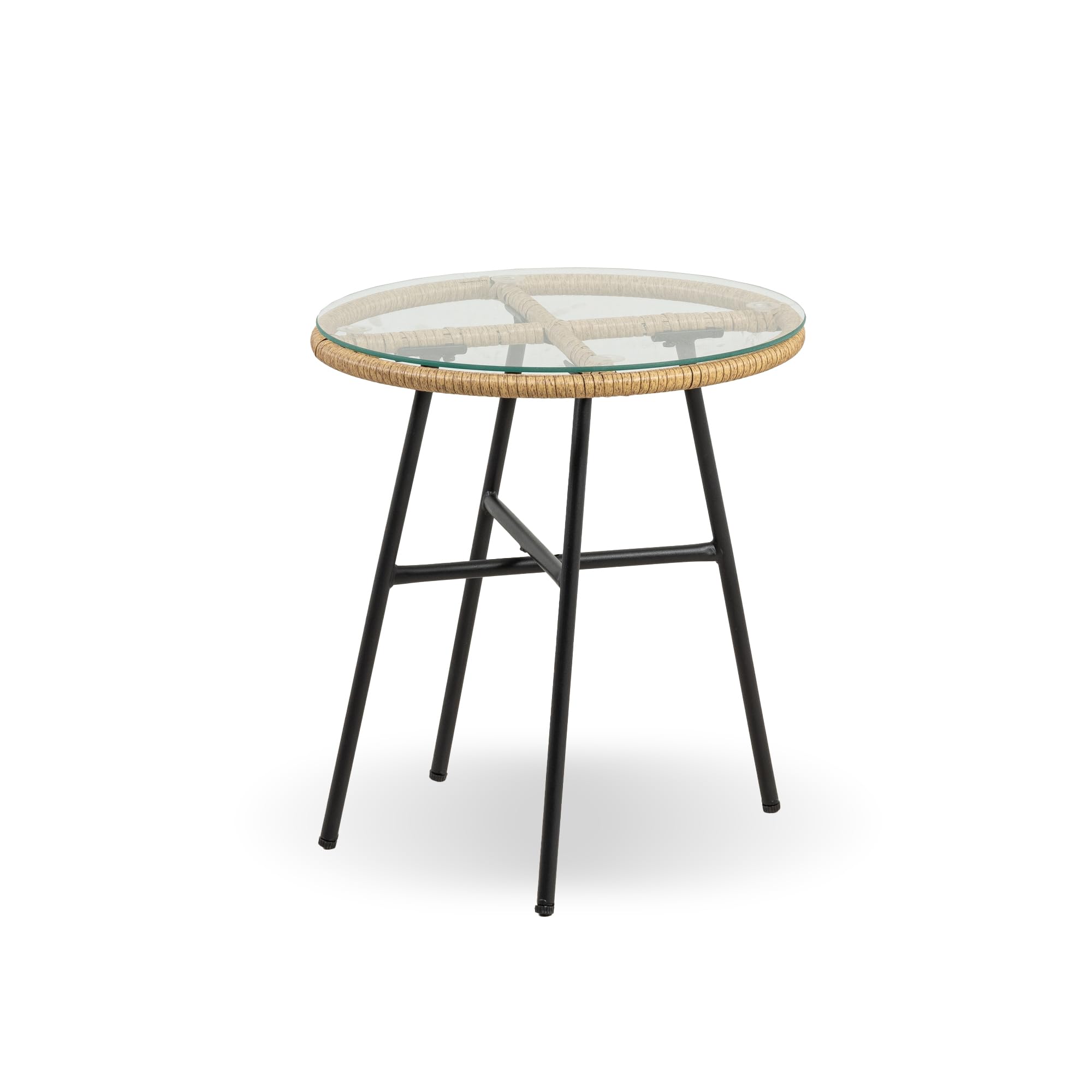 Salottino Da Esterno Set Bistrot Poltrone E Tavolino Elegante In Rattan Terrazzo Balcone Giardino Telaio In Acciaio Tavolo Salotto Con Piano In Vetro Con 2 Sedie Con Comodi Cuscini - Malang