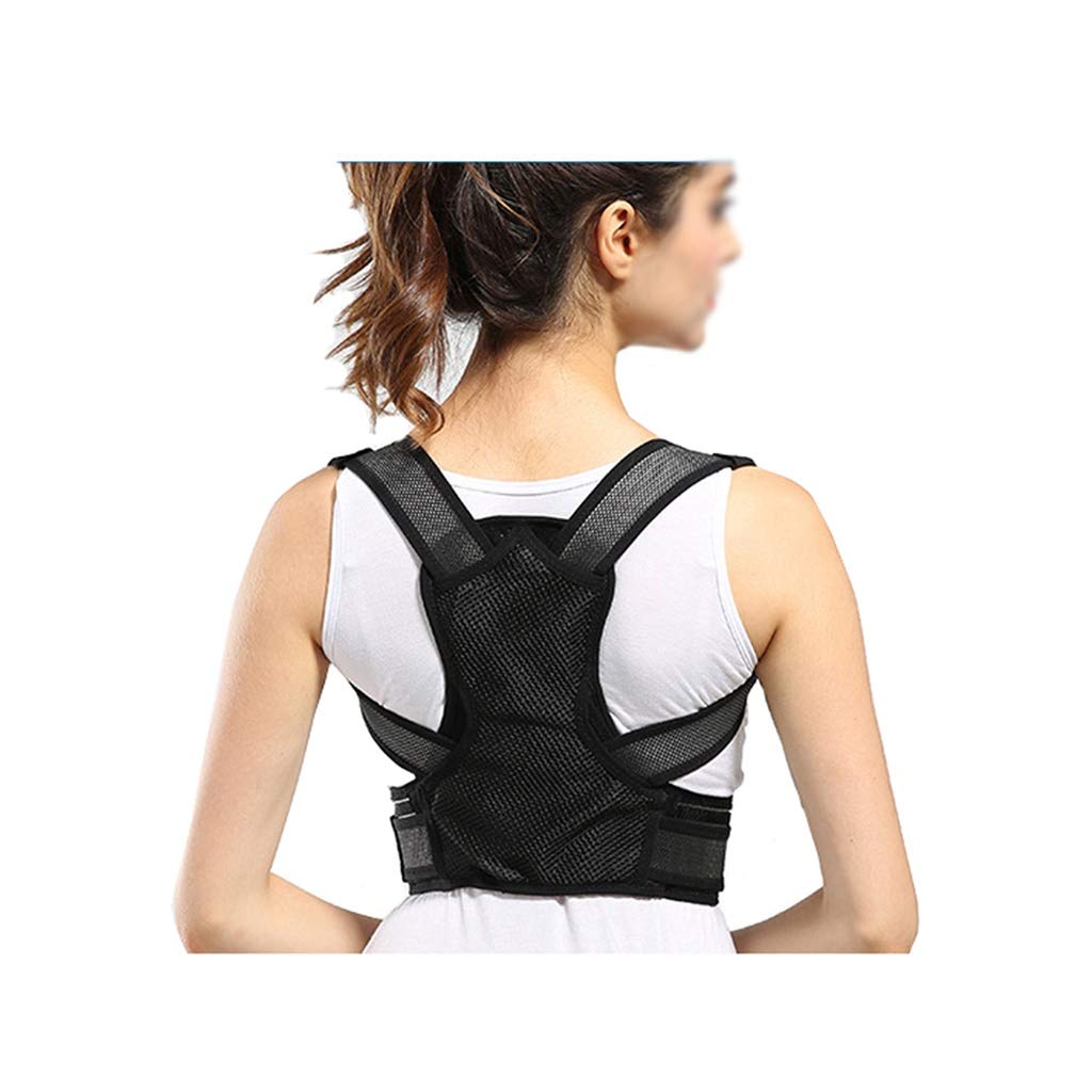 Corrector Breathable Fabric Double Y Cross Lead Shoulder Design Adjust at Will Unisex (Black) (Size : S)
