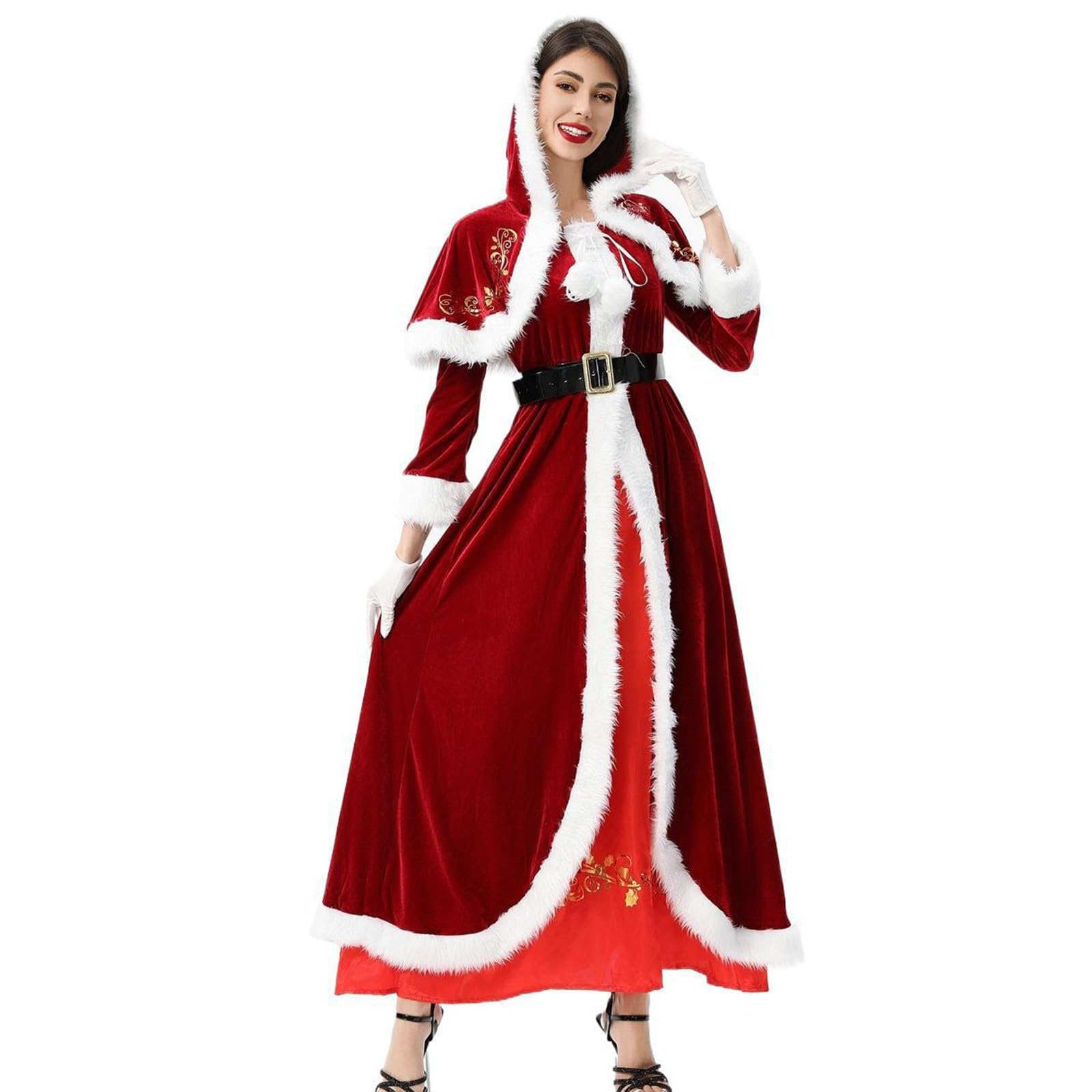 Generico Vestito Natale Donna Abiti Natalizi Donna Eleganti Vestito Natale Donne Elegante Abito Natalizio da Donne a Manica Lunga Girocollo Vestiti Con Stampa Natalizia Carino Grafica Sportivo