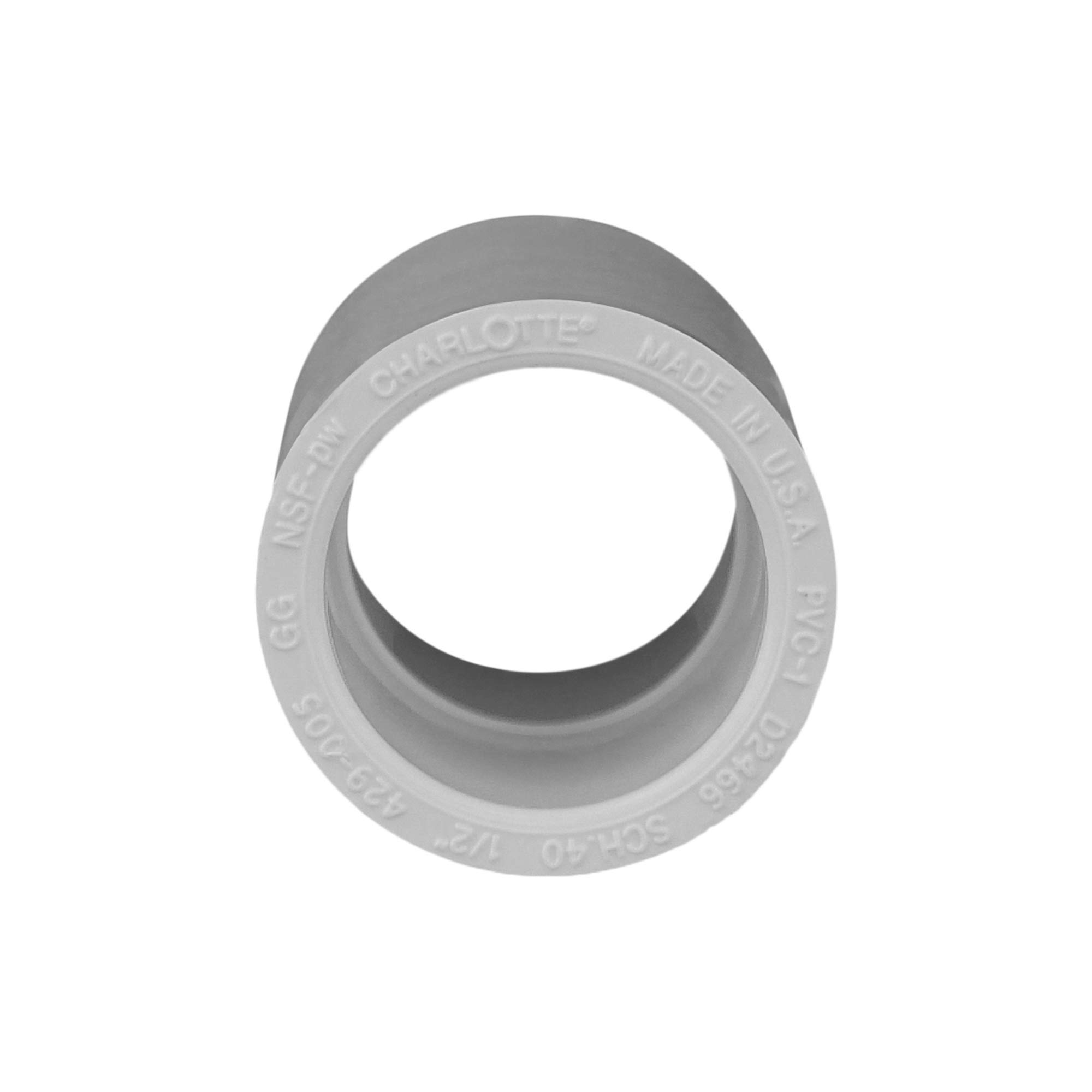 Charlotte Pipe Łącznik rurowy 1/5.1 cm - (gniazdo x gniazdo) harmonogram 40 PCW trwały nacisk łatwy w instalacji, wysoka wytrzymałość na rozciąganie i tłumiący dźwięk do użytku domowego lub
